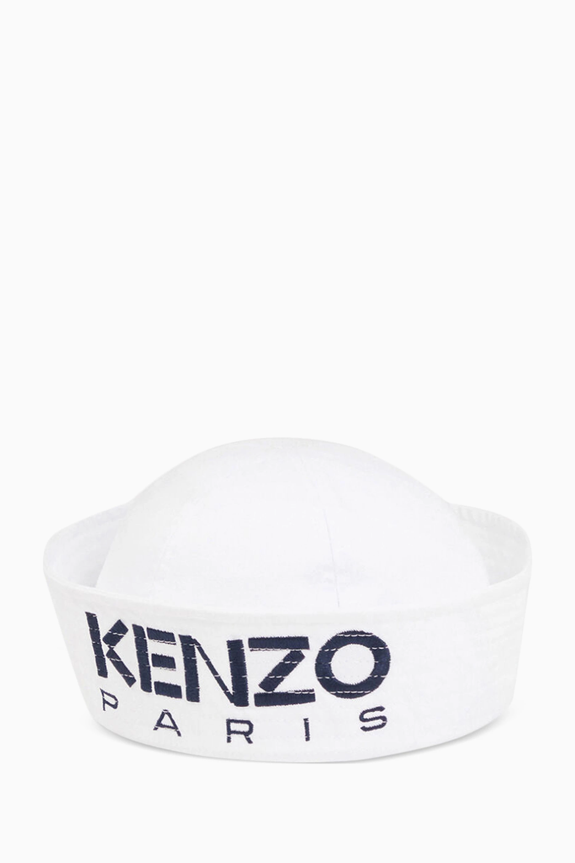 Buy KENZO White Logo Sailor Hat in Cotton For Men Online Ounass
