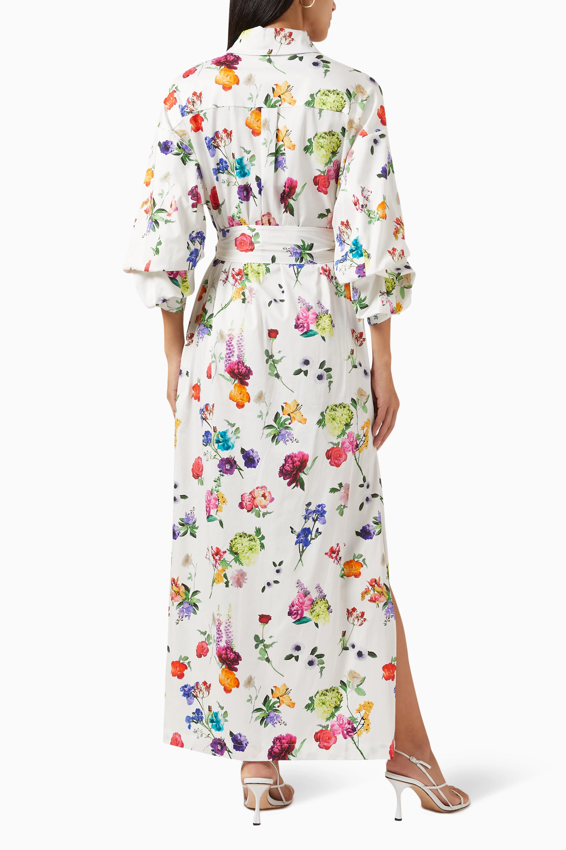 Topshop white floral plunge midi dress discount