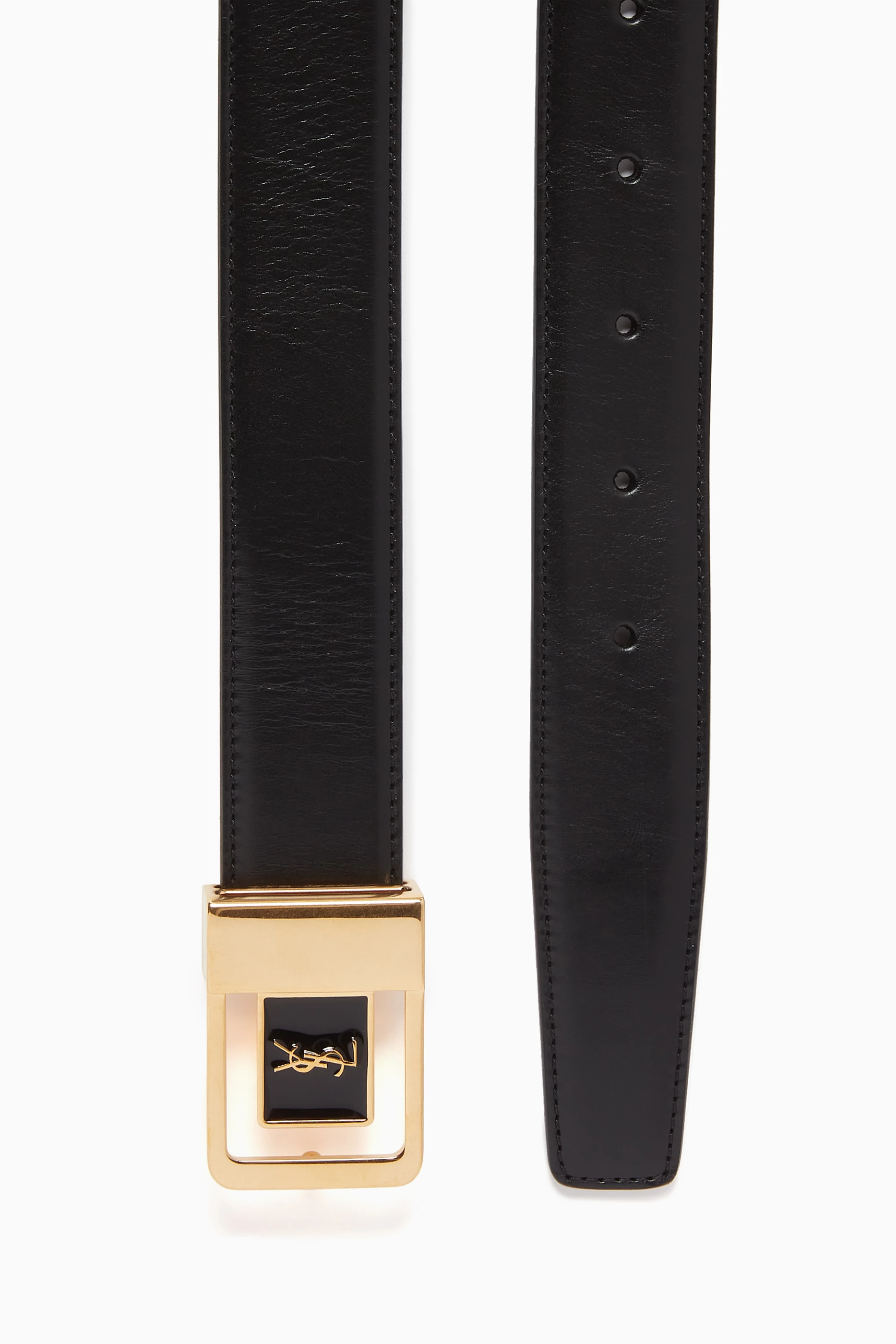 Buy SAINT LAURENT Black La 66 Buckle Belt in Leather For Women