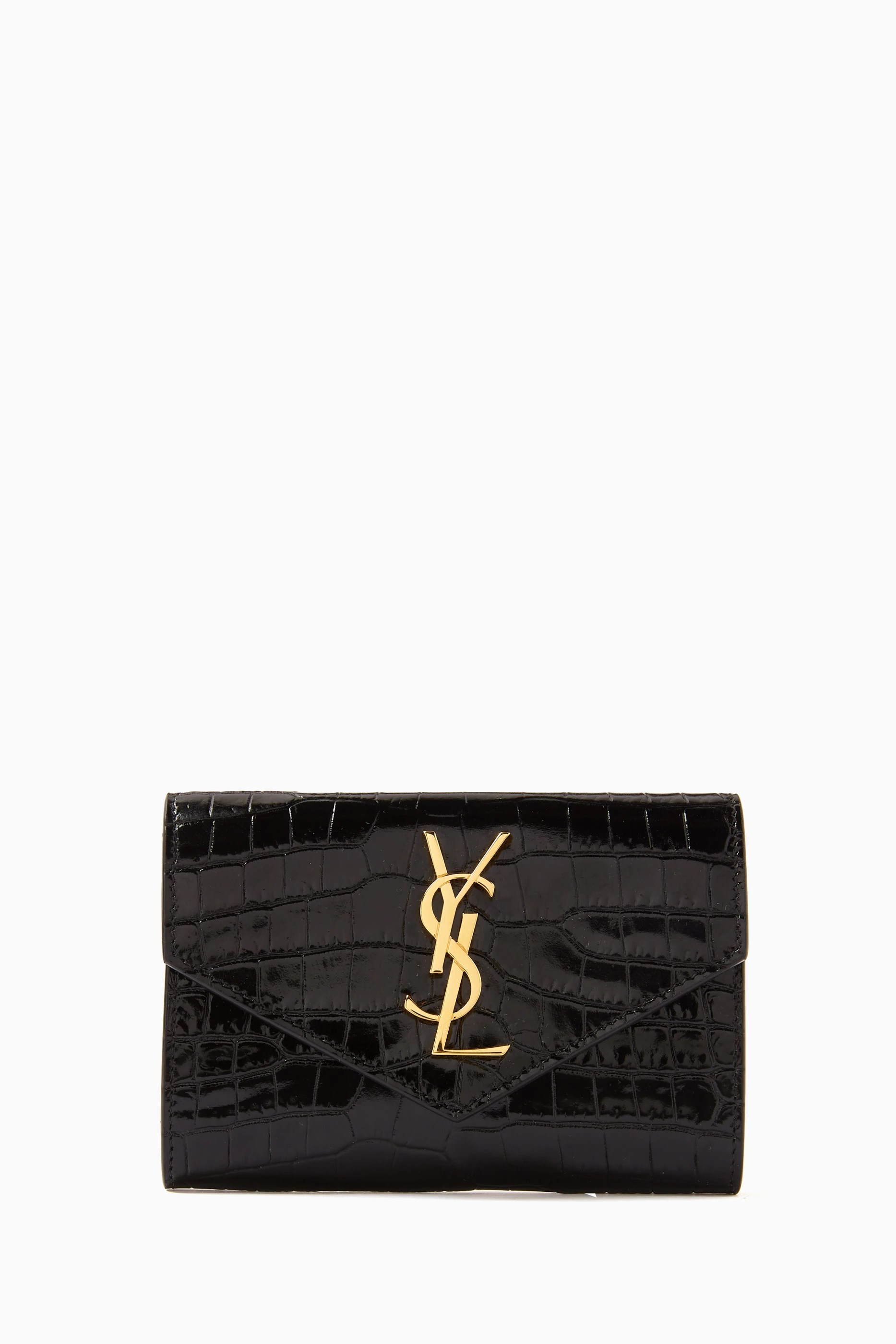 長財布 Saint Laurent Black Monogram Envelope Small Wallet Saint Laurent Monogramme compact zip wallet for Women