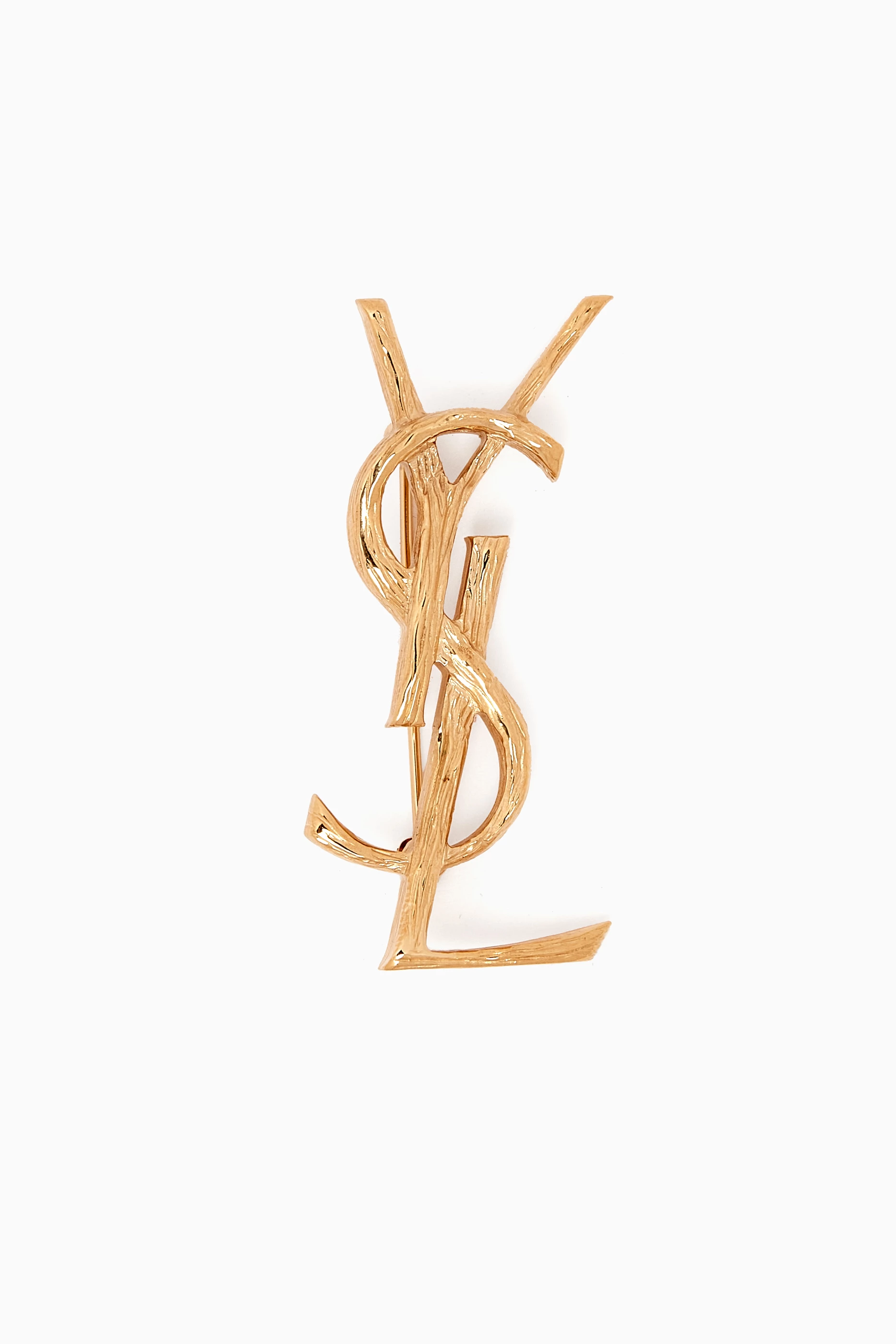 Buy SAINT LAURENT Gold Opyum YSL Brooch in Textured Metal For Women Online Ounass Saudi