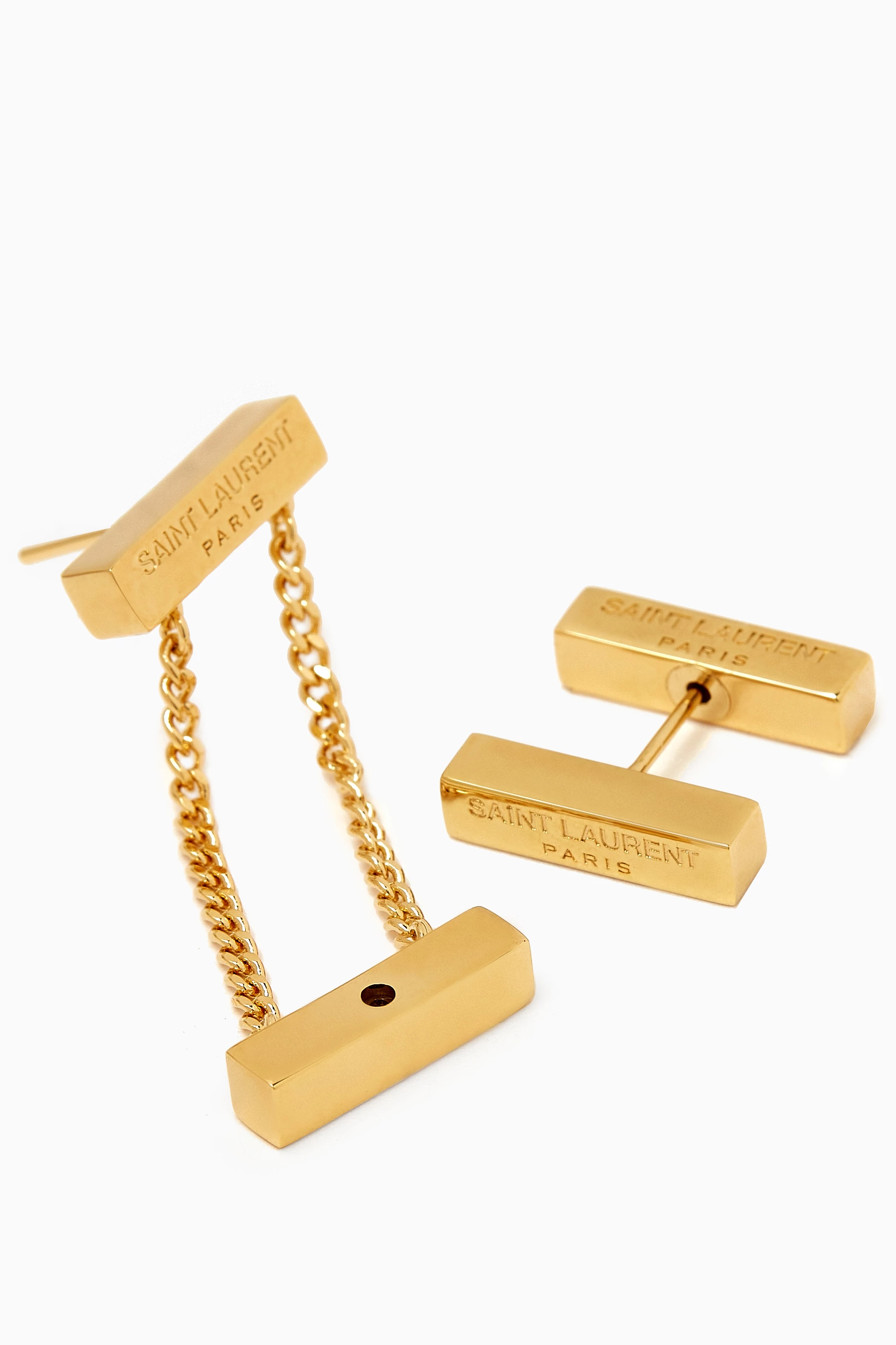 ピアス SAINT LAURENT ASYMMETRICAL EARRINGS Asymmetrical curb chain earrings in metal | Saint Laurent