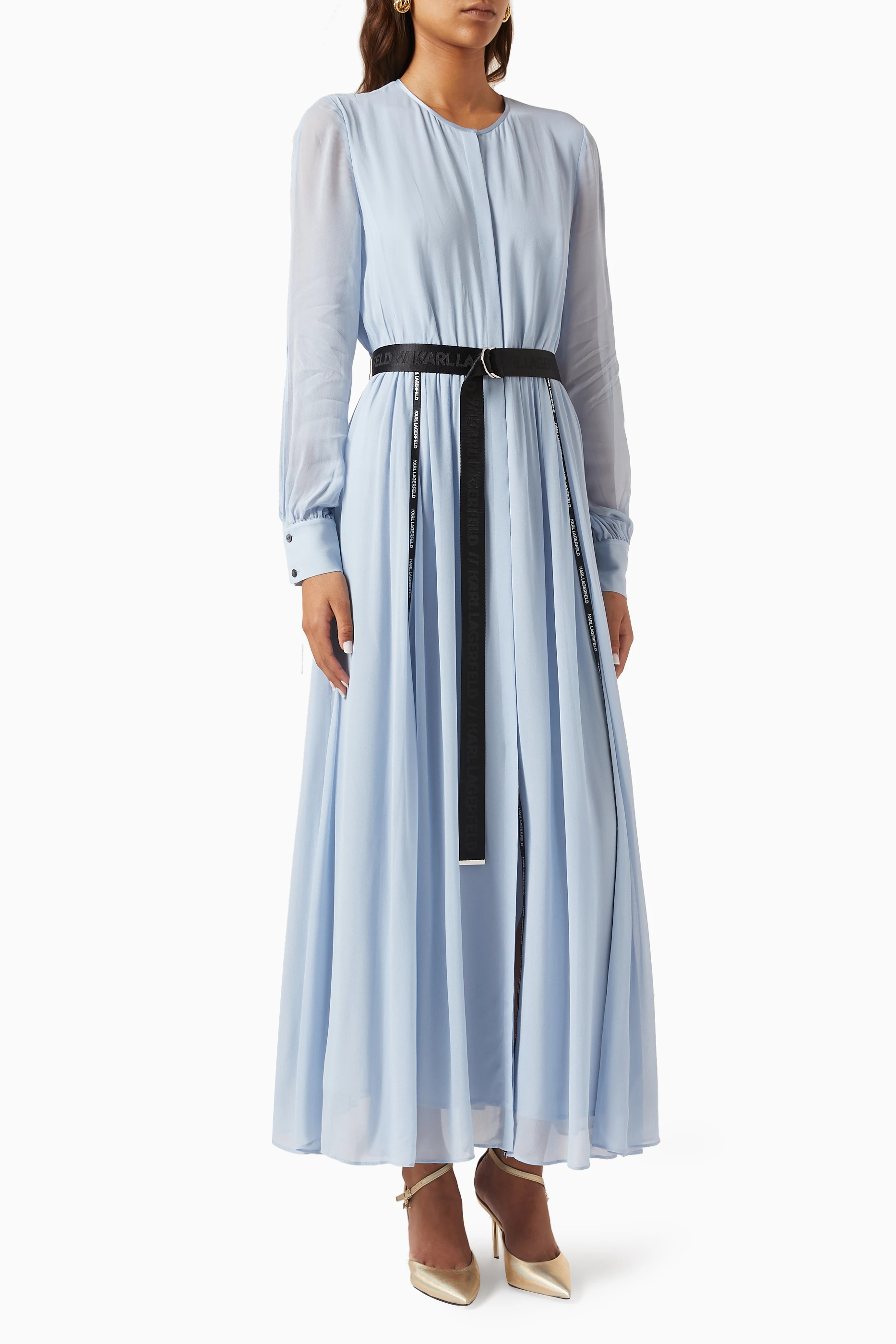 Buy KARL LAGERFELD Blue Belted Maxi Dress For Women Online | Ounass Saudi