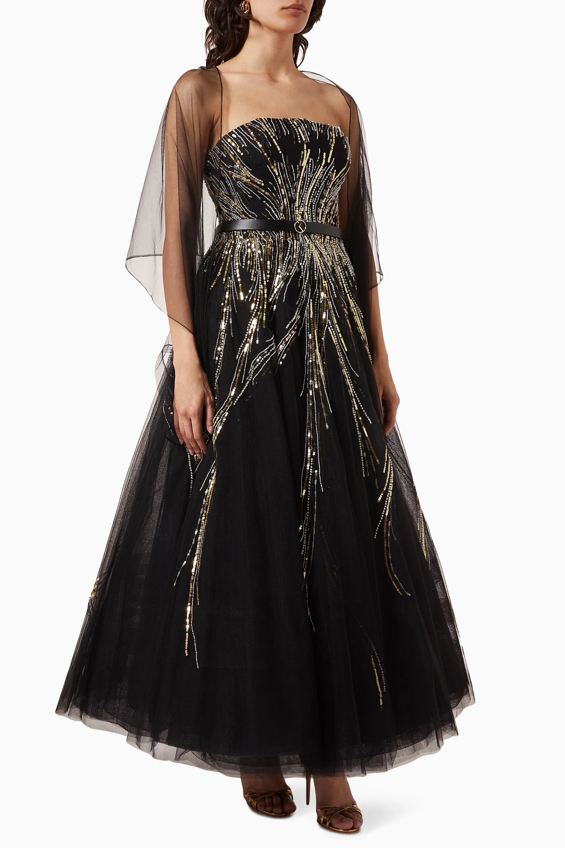 Buy Saiid Kobeisy Black Sequin-embellished Maxi Dress in Tulle For Women  Online | Ounass Saudi