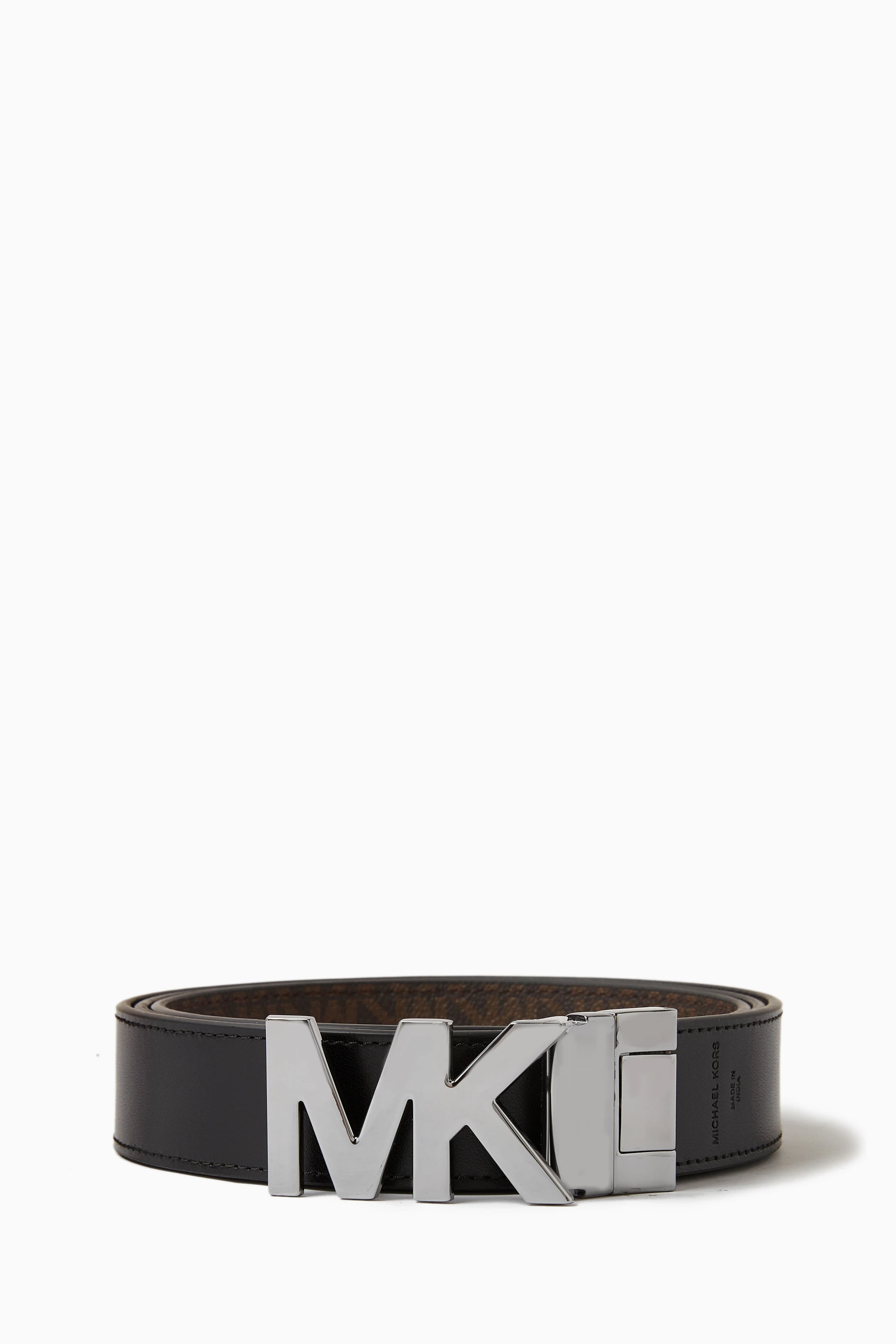 Buy Michael Kors Black Reversible Logo Buckle Belt in Coated Canvas Leather For Men Online Ounass Saudi