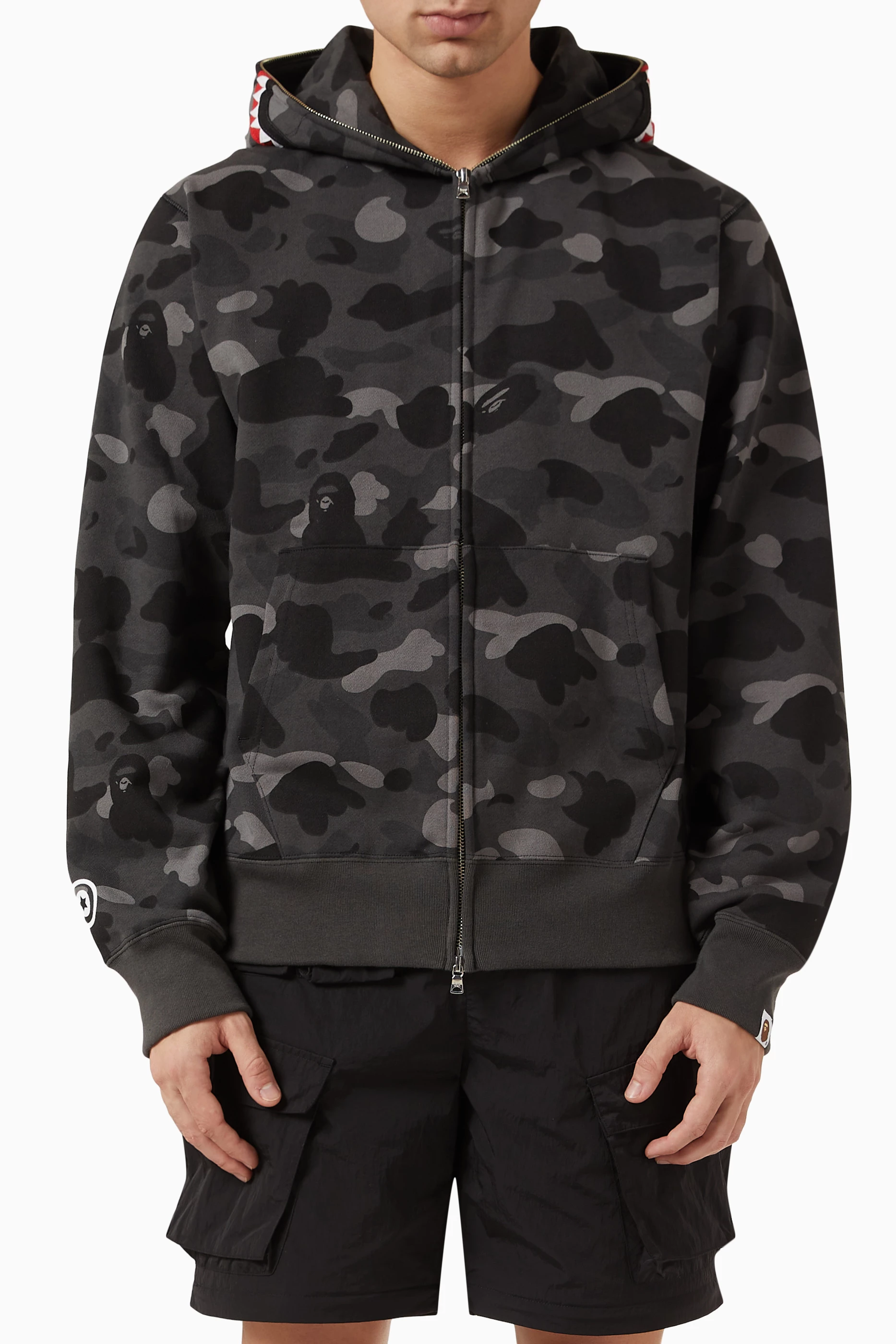 Bape hoodie black and camo on sale