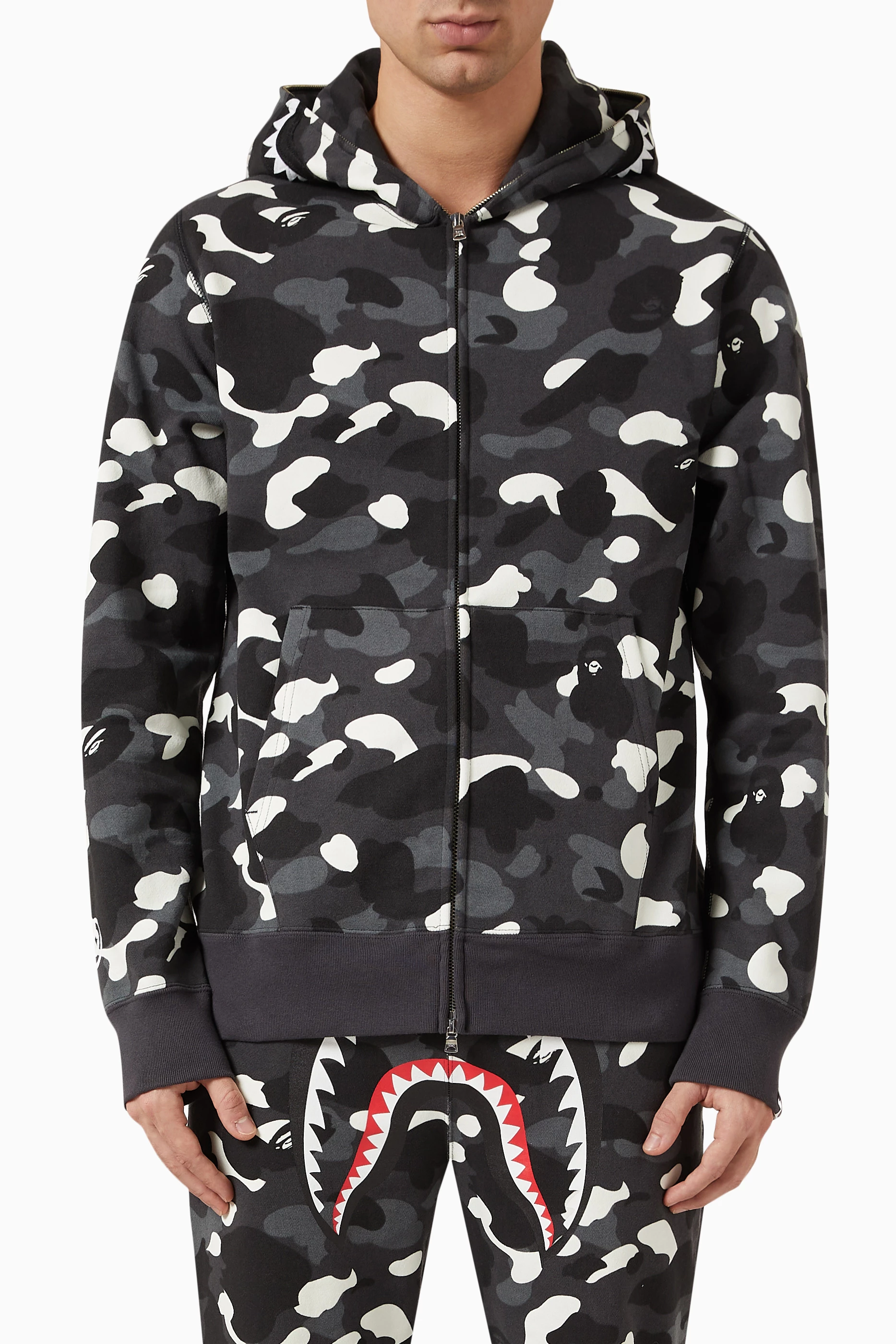 Buy A Bathing Ape Black City Camo Shark Hoodie in Cotton For Men Online Ounass Saudi
