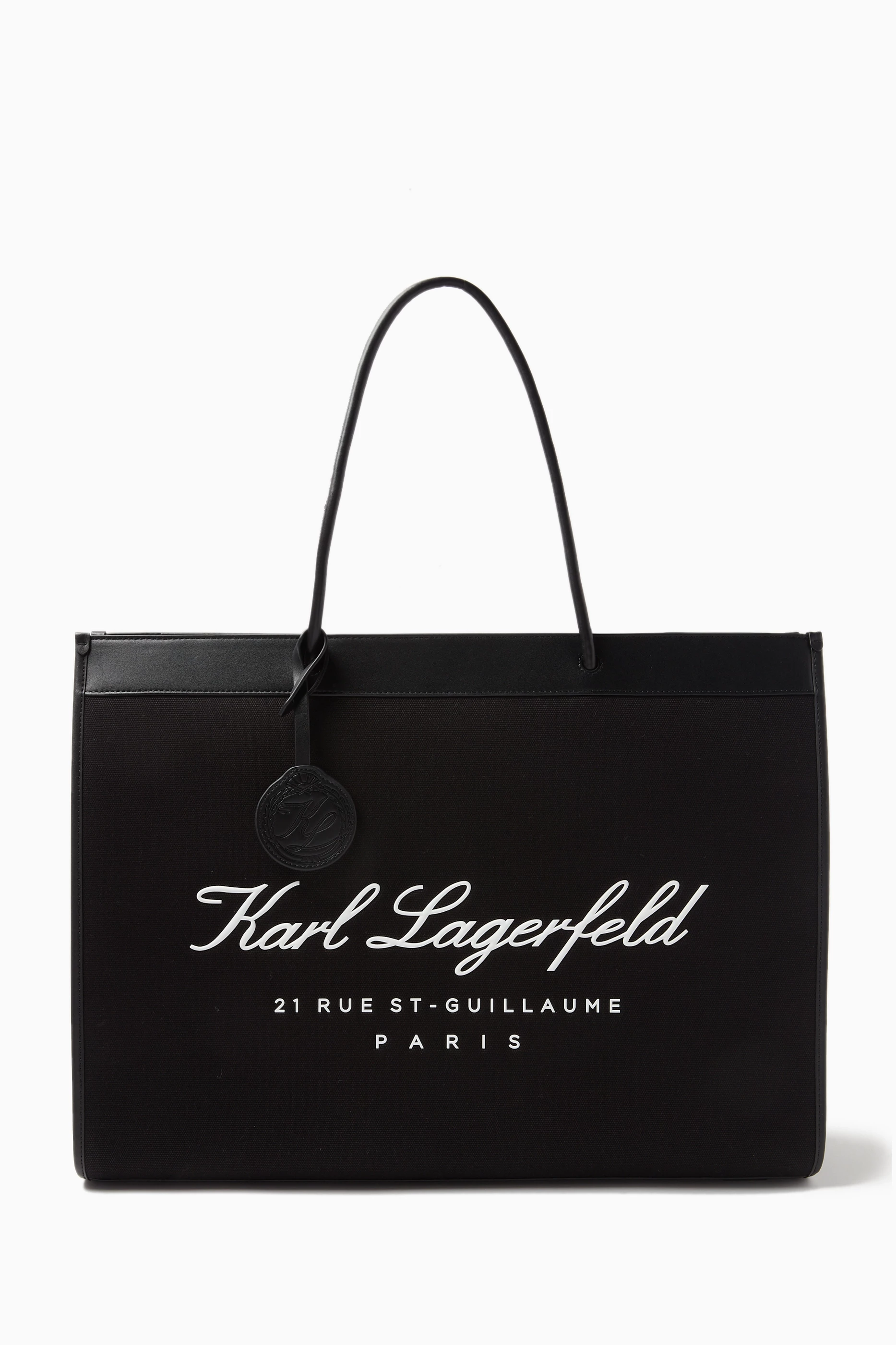 Buy KARL LAGERFELD Black Hotel Karl Tote in Cotton Canvas For