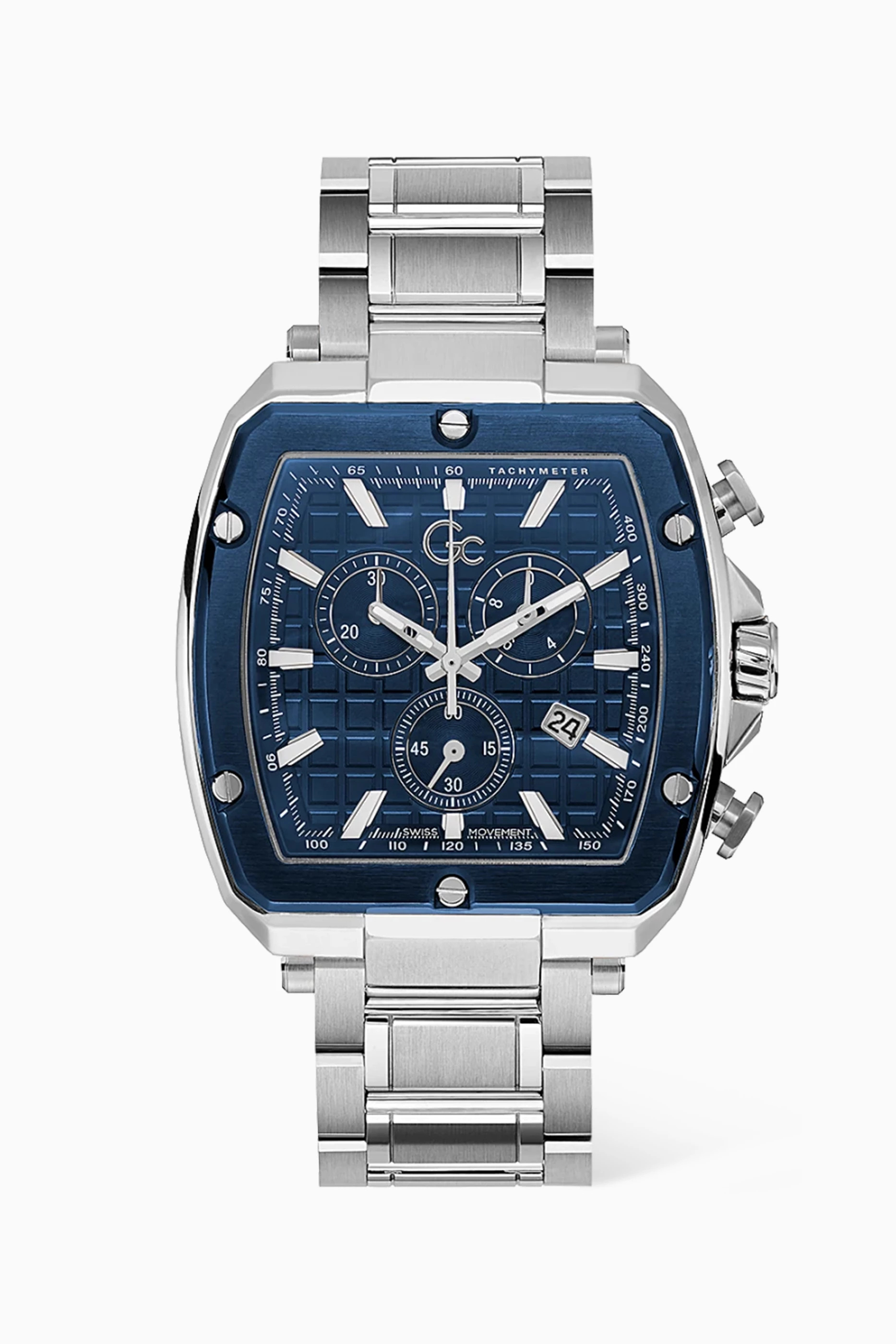 Buy GC Blue Spirit Tonneau Chrono Stainless Steel Watch 44mm For Men Online Ounass Saudi