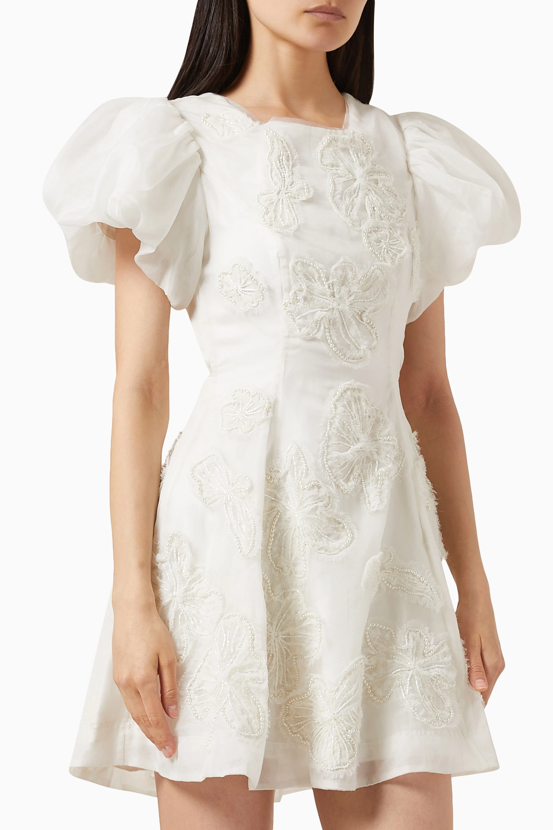 aje vera beaded flower mini dress Vera Beaded Flower Mini Dress By Aje