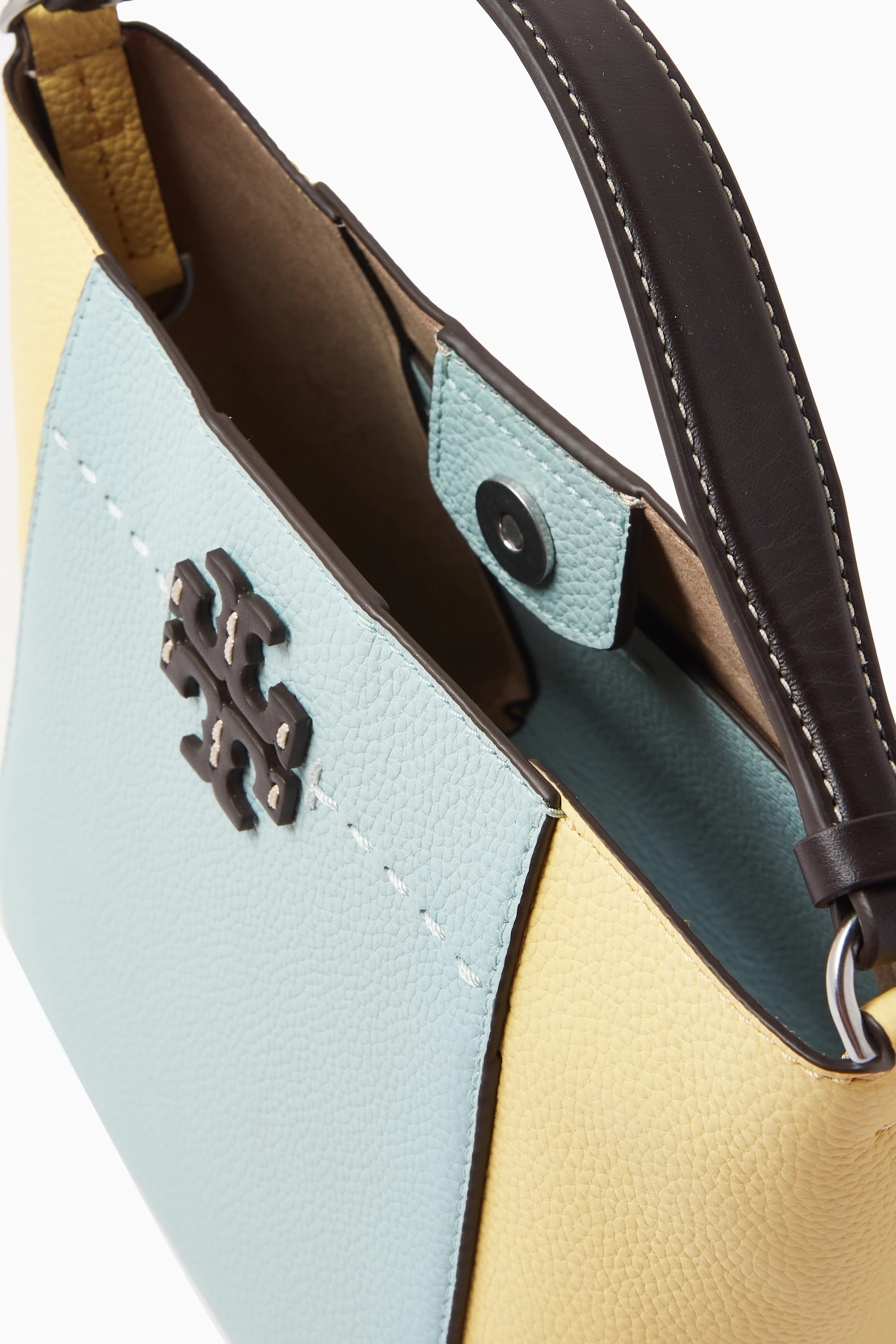 Buy Tory Burch Multicolour Small Mcgraw Color block Bucket Bag in Leather For Women Online Ounass Saudi