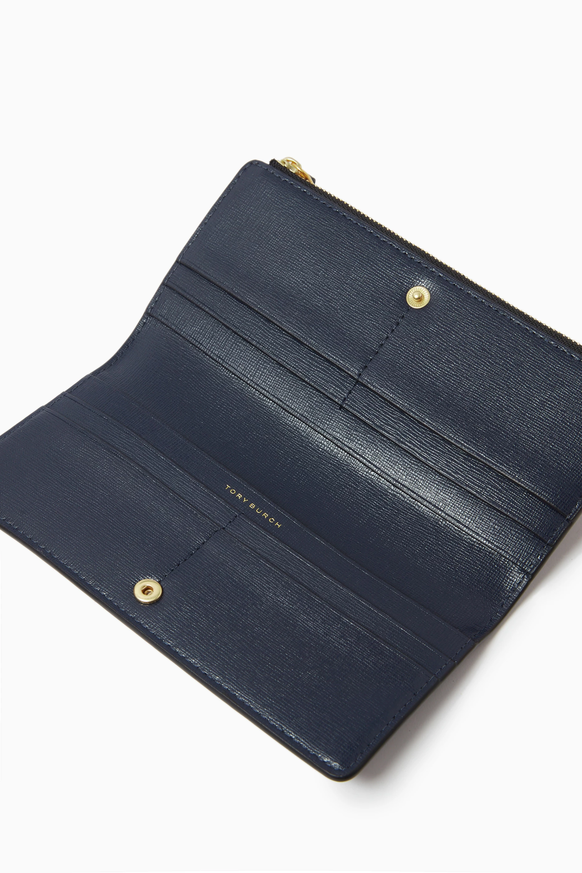 Buy Tory Burch Black Robinson Zip Slim Wallet in Pebbled leather For Women Online Ounass Saudi