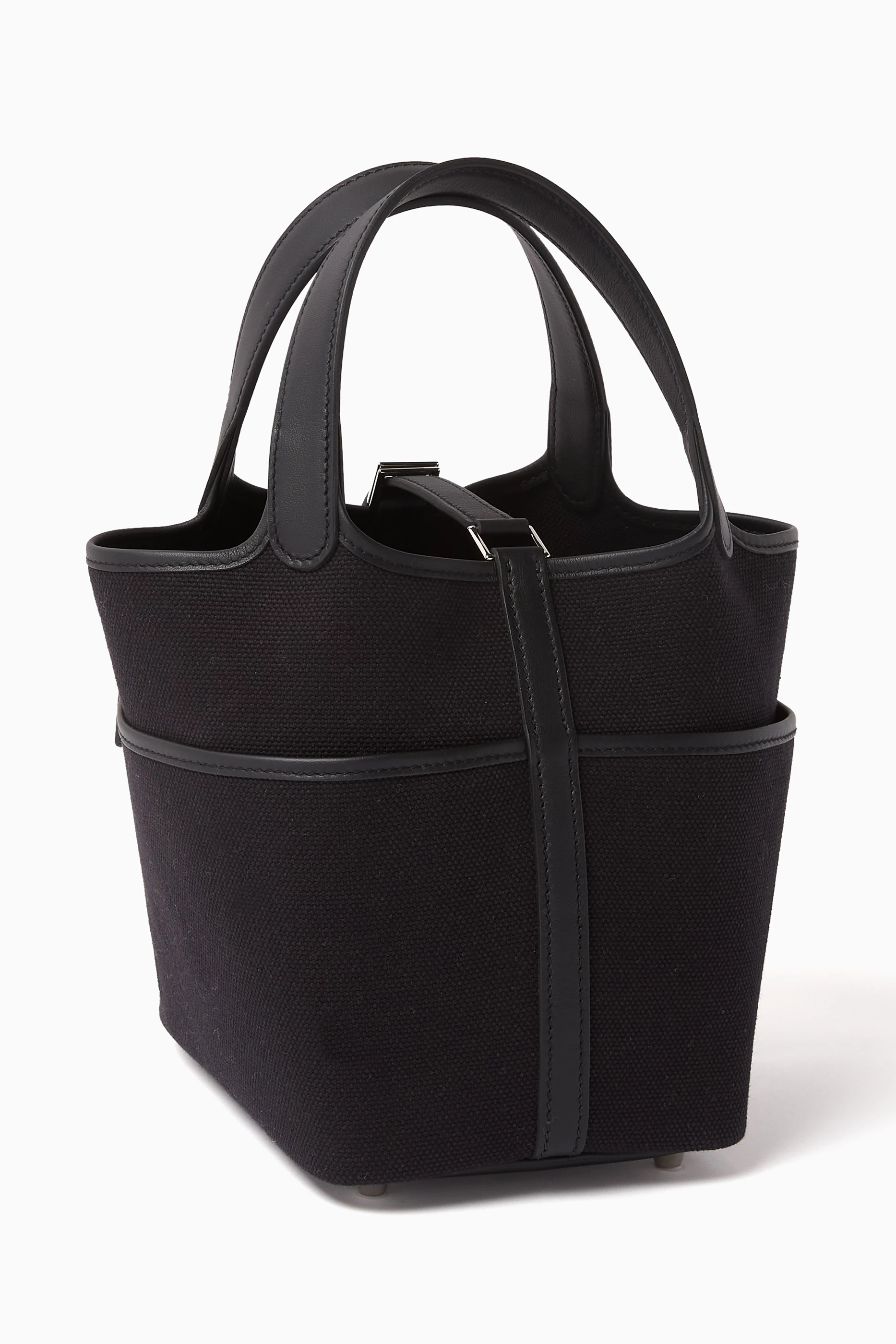 Buy Hermès Pre-Loved Black Unused Picotin 18 Bag in Toile Goeland