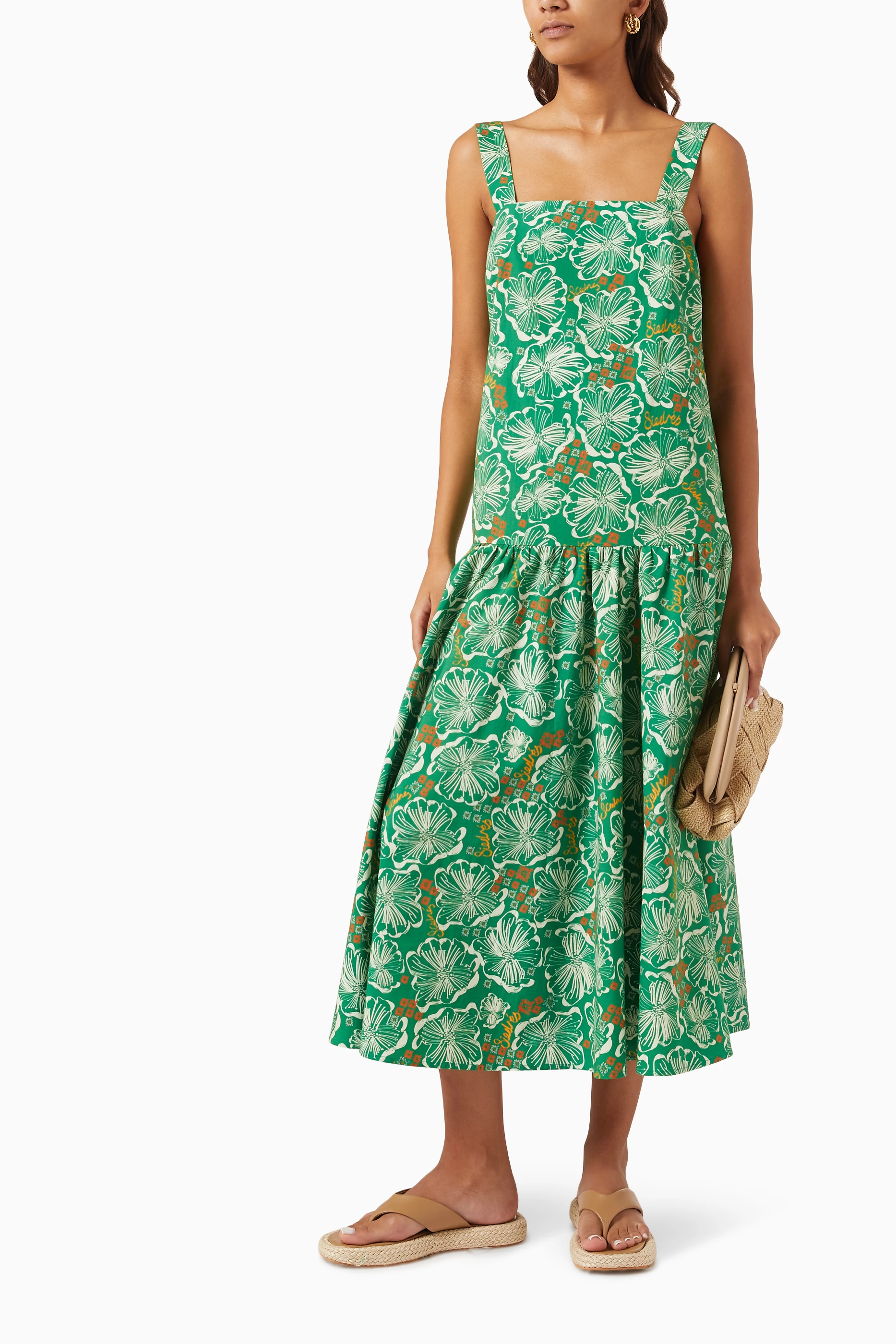 Buy SIEDRES Green Sorin Floral Maxi Dress in Cotton For Women Online |  Ounass Saudi