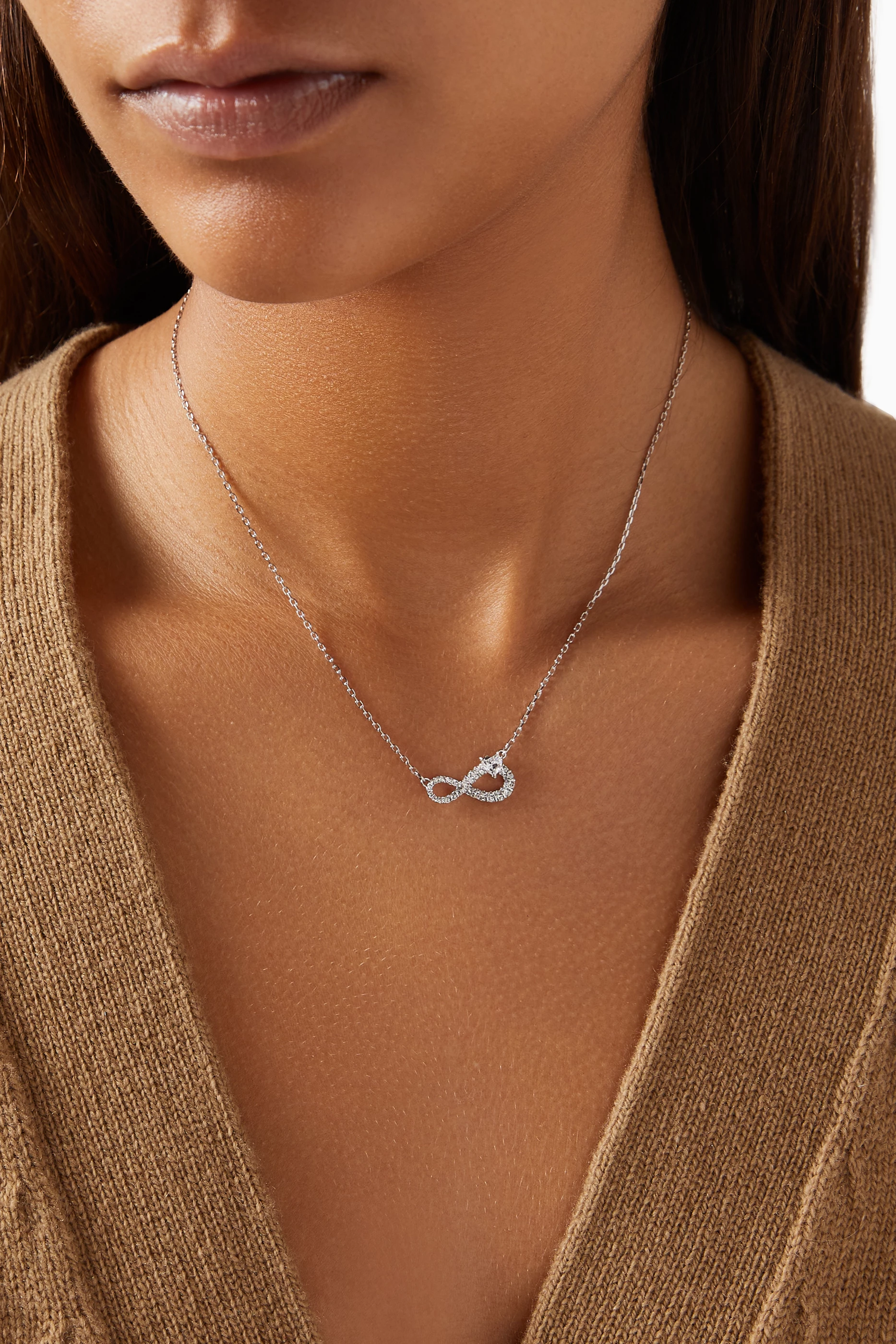 Buy Swarovski Silver Swarovski Infinity Necklace in Rhodium-plated