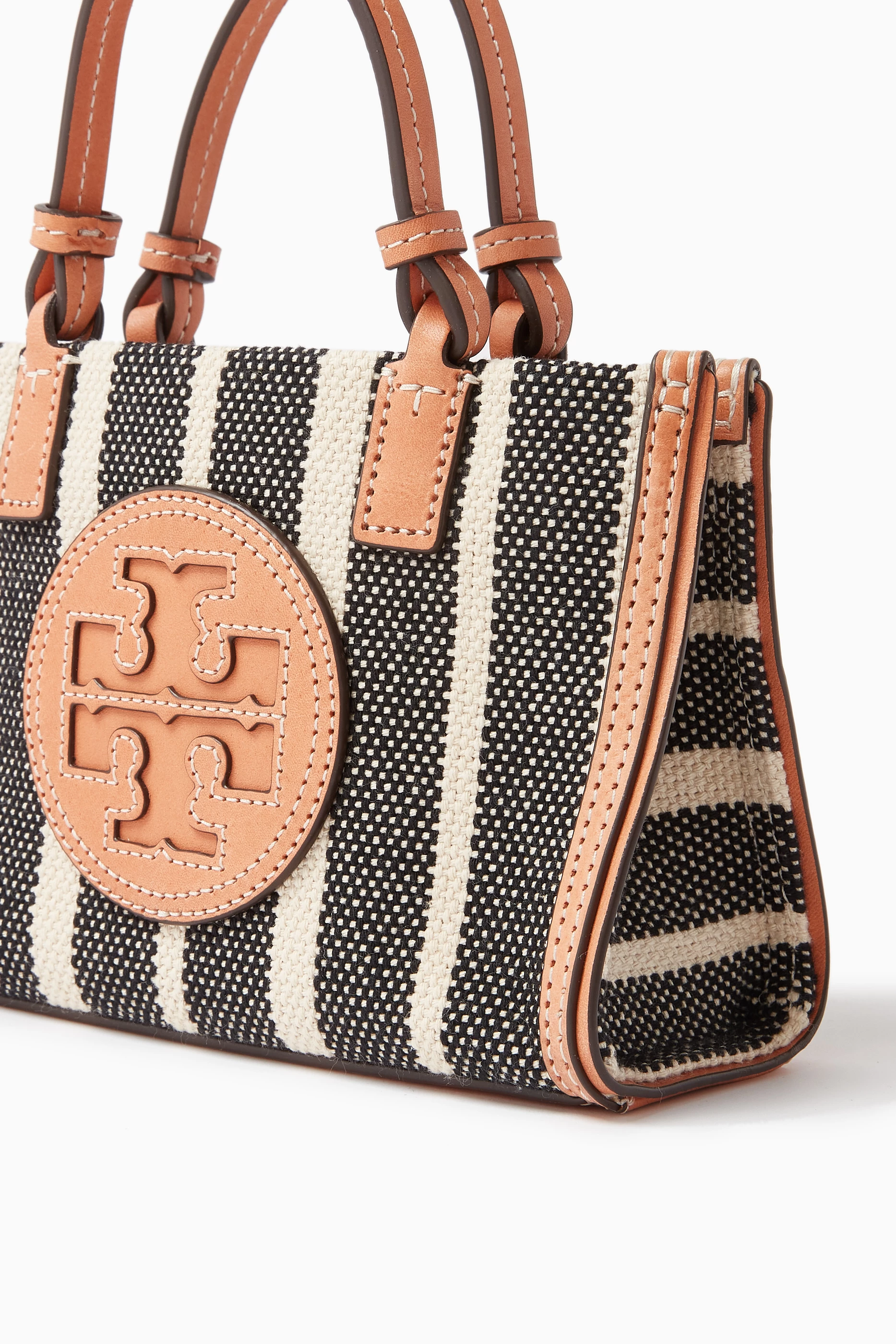 Buy Tory Burch Black Mini Ella Striped Tote Bag in Canvas For Women Online Ounass Saudi