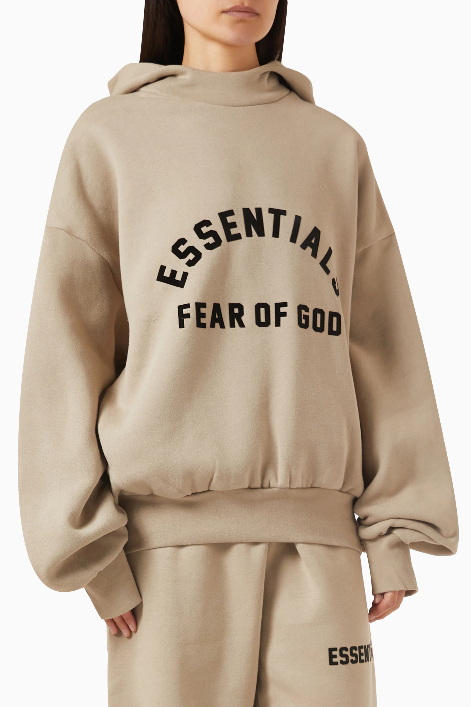 Buy Fear of God Essentials Neutral Essentials Hoodie in Fleece For Women Online Ounass Saudi