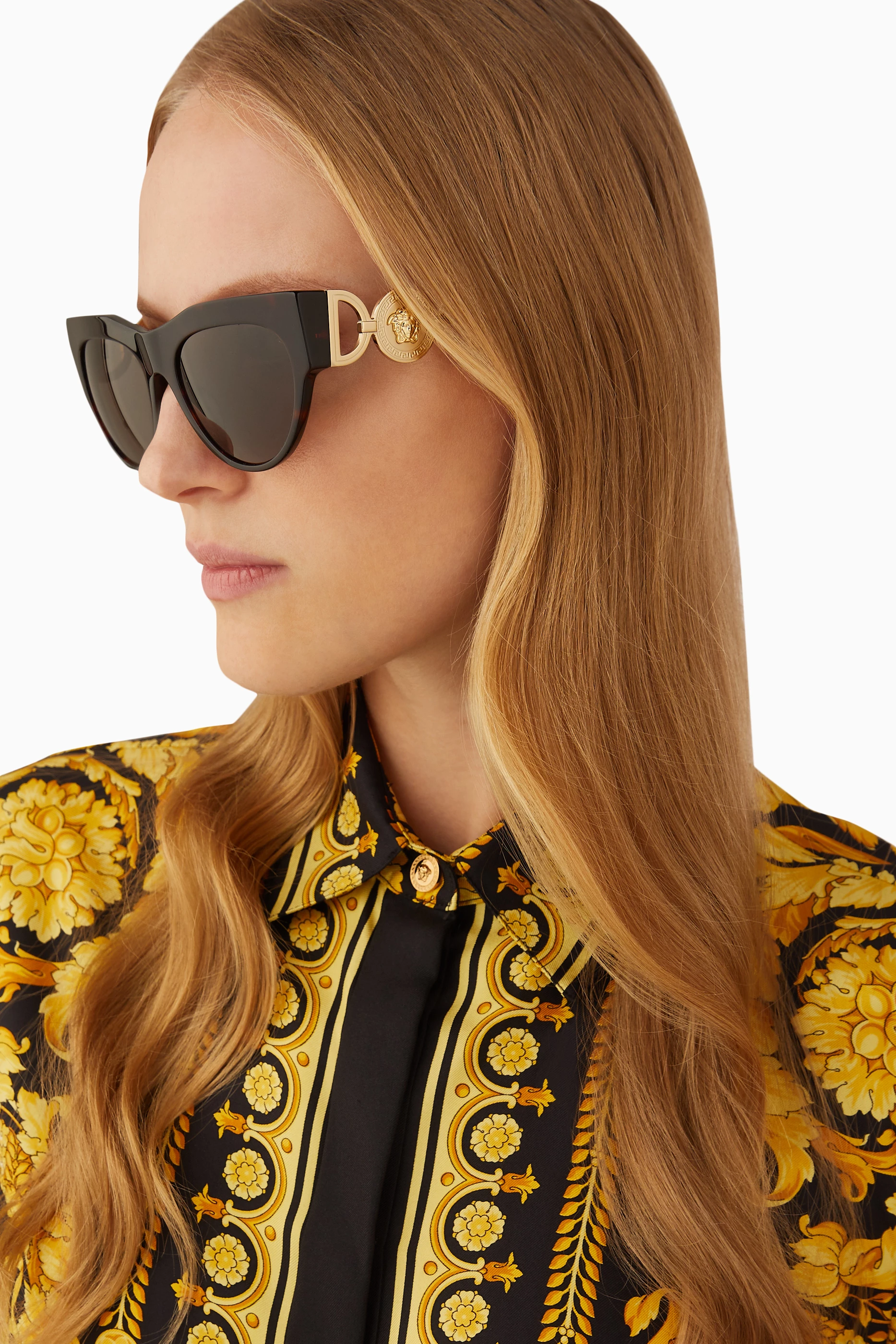 Buy Versace Brown Winged Medusa Cat eye Sunglasses in Acetate For Women Online Ounass Saudi