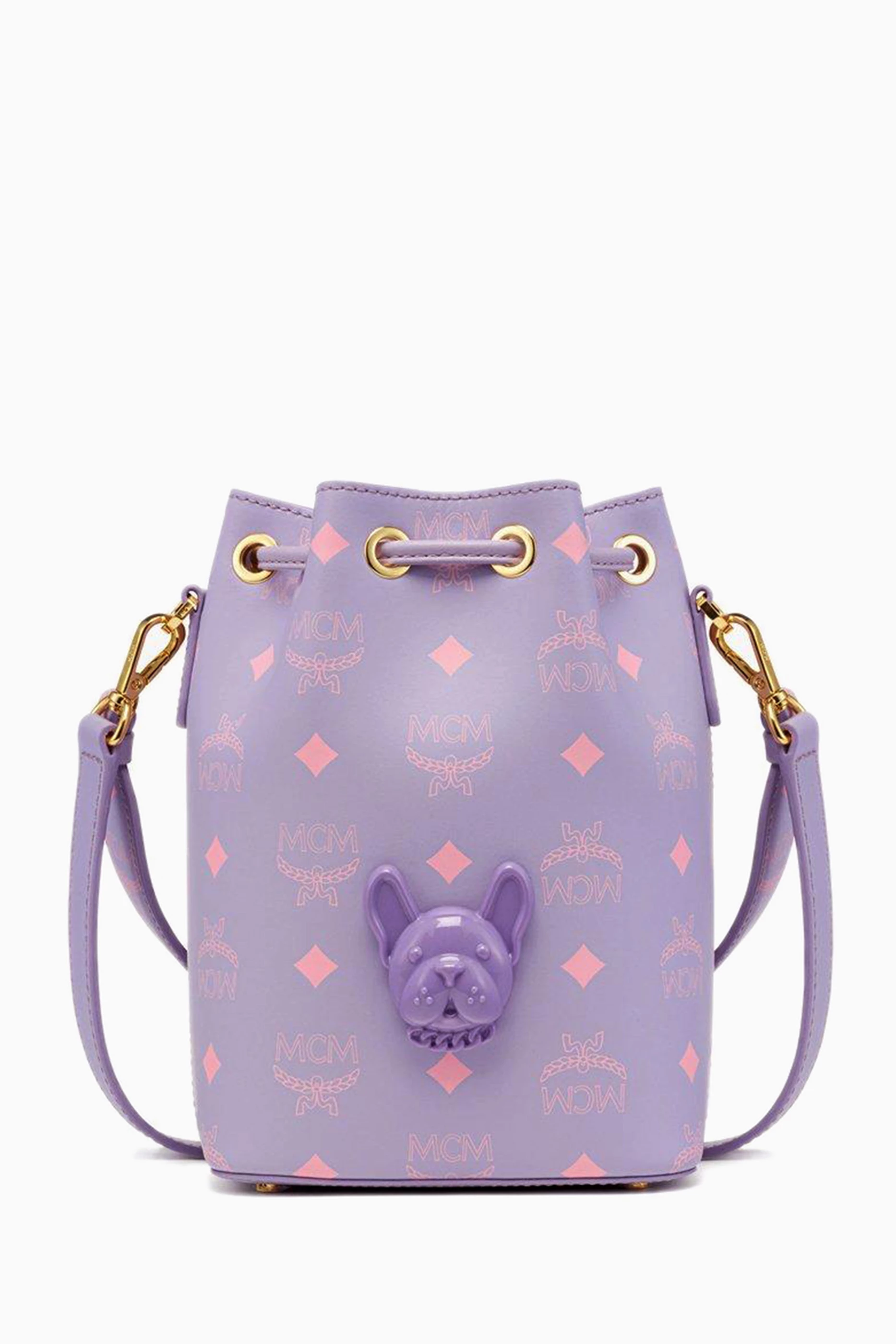 Buy MCM Purple Mini Pup Drawstring Hobo Bag in Leather For Women Online Ounass Saudi