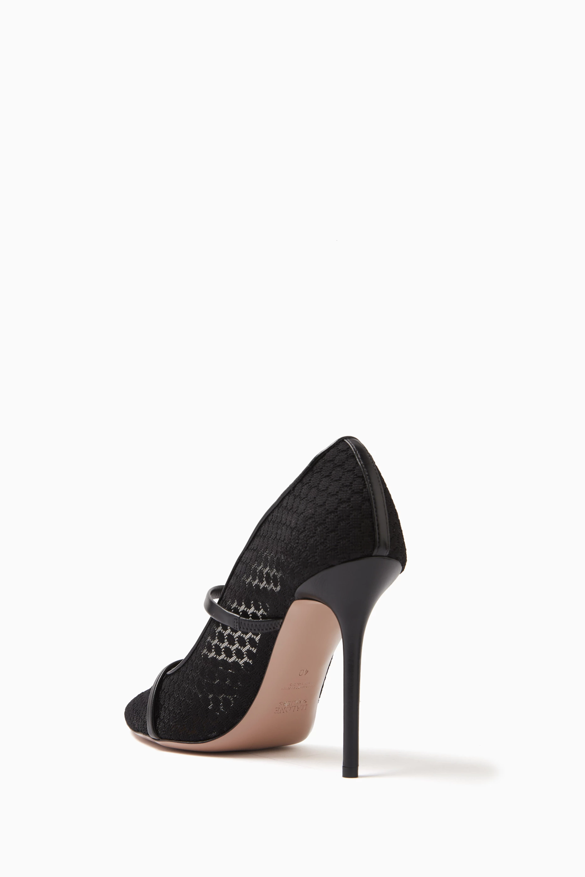 Buy Malone Souliers Black Maureen 100 Pumps in Lace Mesh For Women