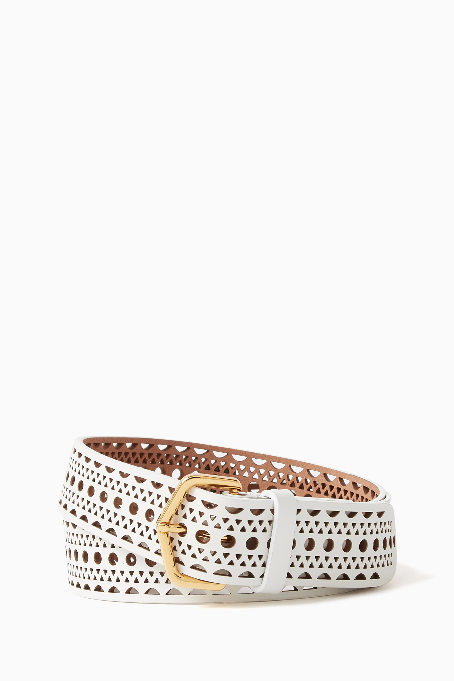 Buy Alaïa White Neo Vienne Belt In Calfskin For Women Online