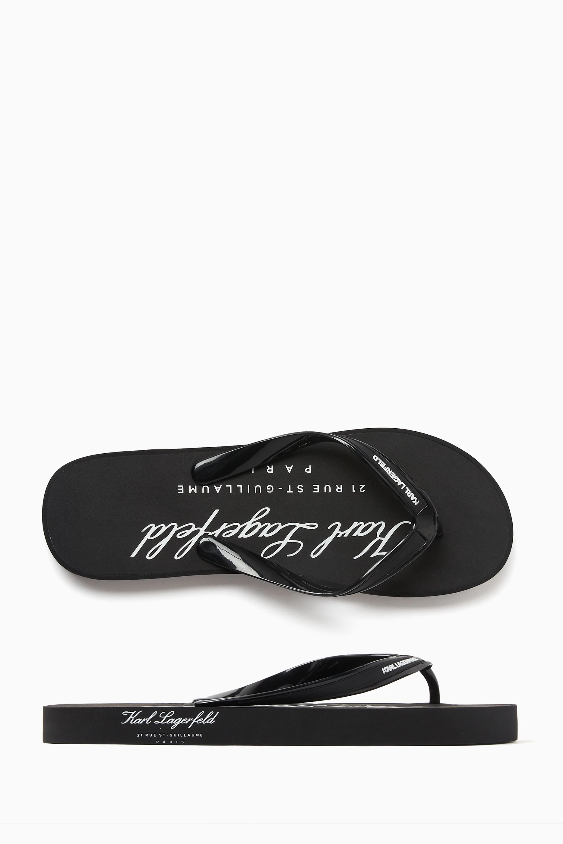 Buy KARL LAGERFELD Black Hotel Karl Lagerfeld Kosta Flip Flops in Rubber For Men Online Ounass Saudi