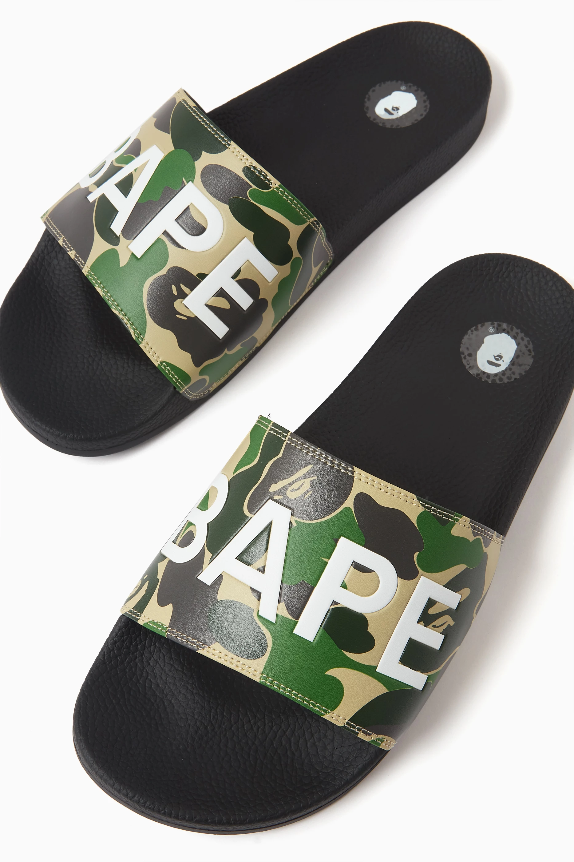 Buy A Bathing Ape Green ABC Camo Slide Sandals in Rubber For Men