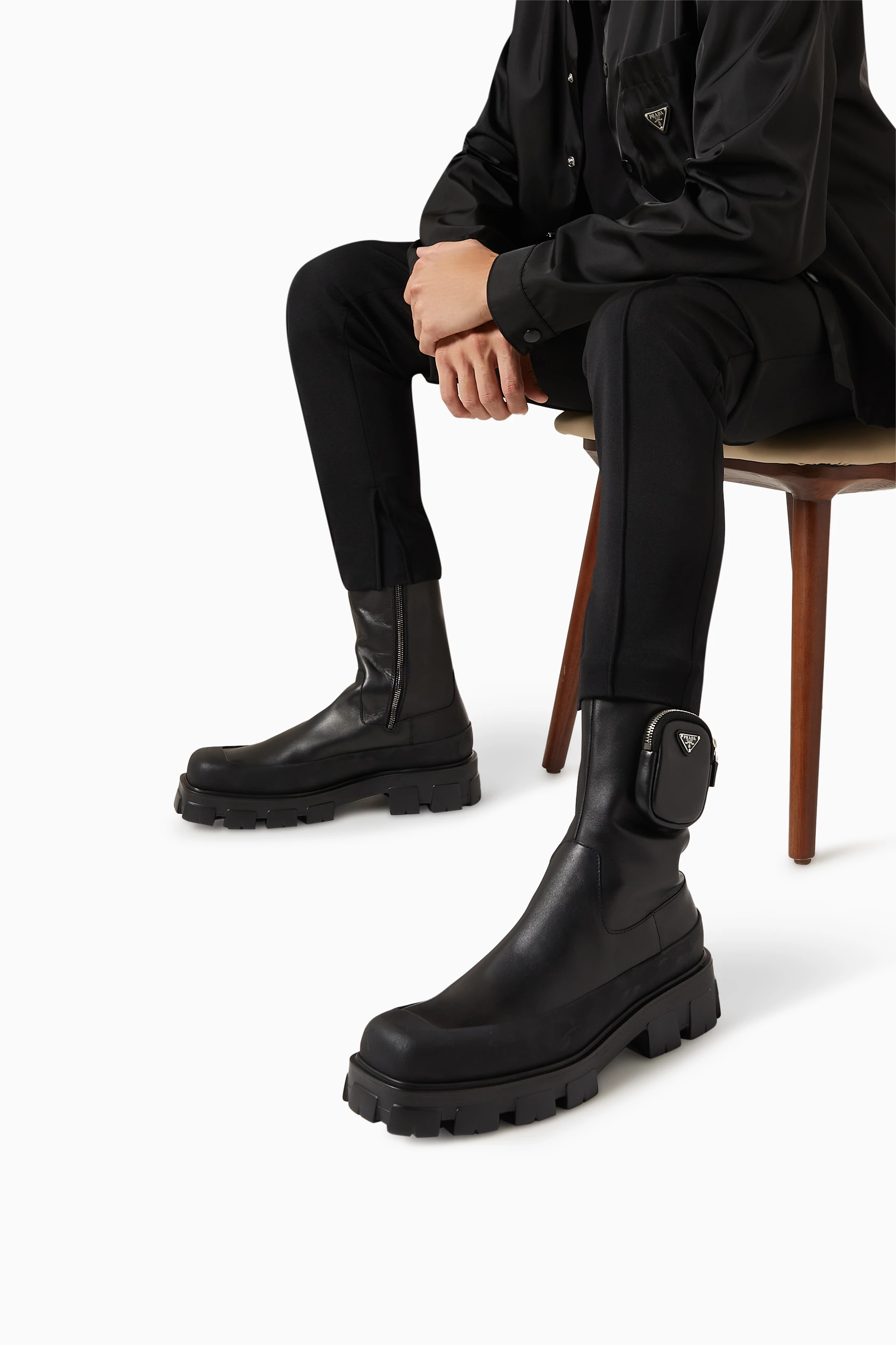Prada Monolith Chelsea Boots Men PRADA Monolith Brushed Leather