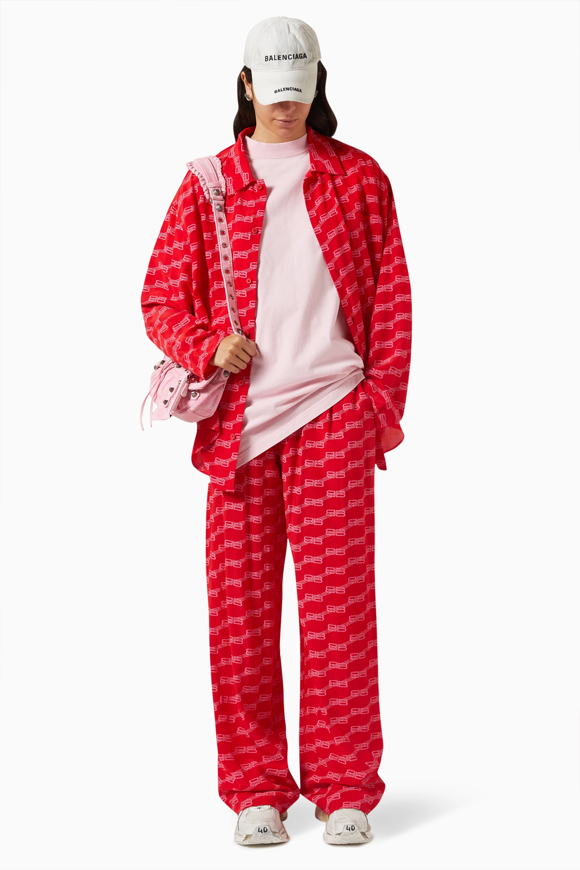 Buy Balenciaga Red Pyjama Pants in BB Monogram For Women