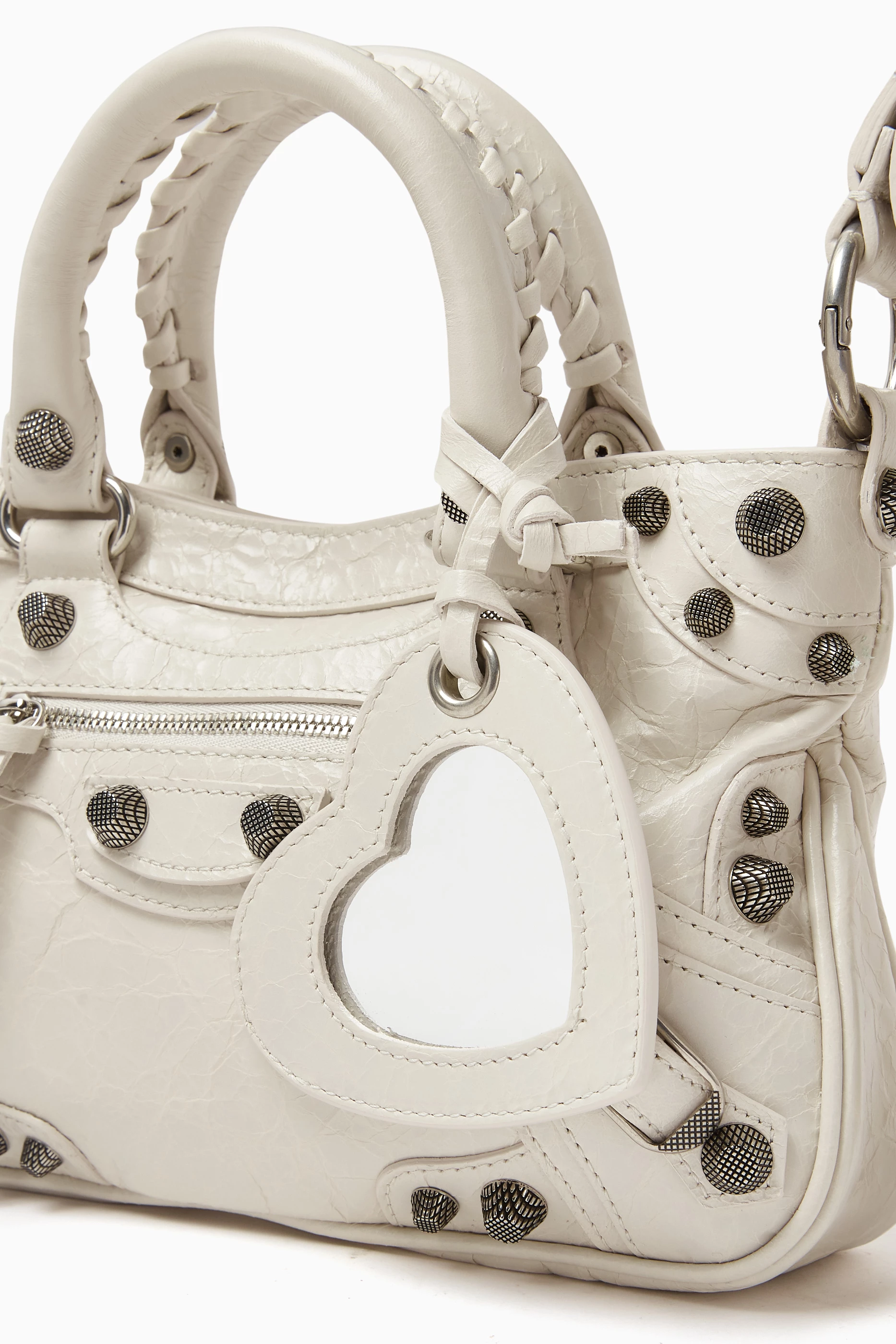 Buy Balenciaga White Small Neo Cagole Tote Bag in Arena Lambskin