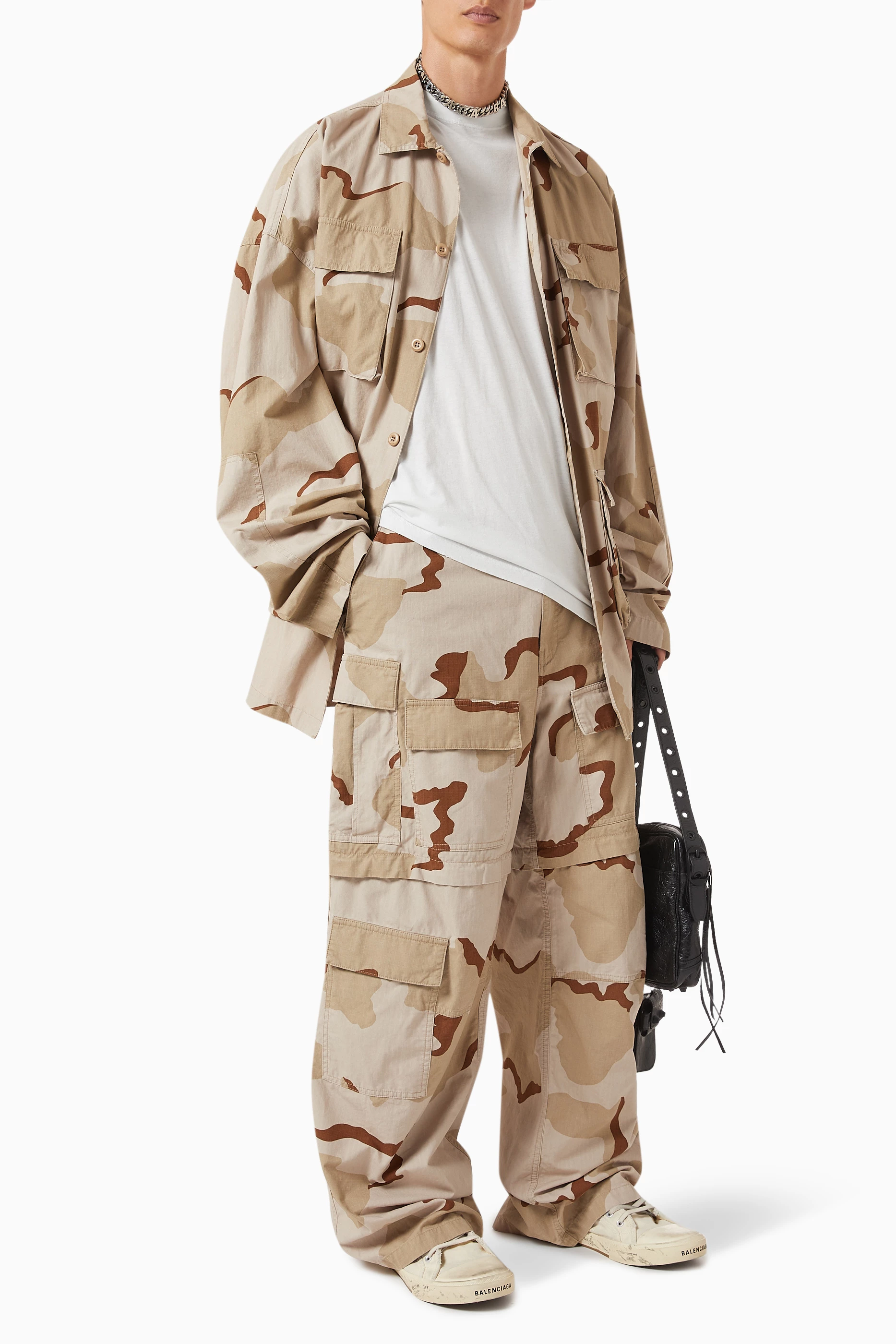 Buy Balenciaga Neutral Large Camo Cargo Pants For Women Online 