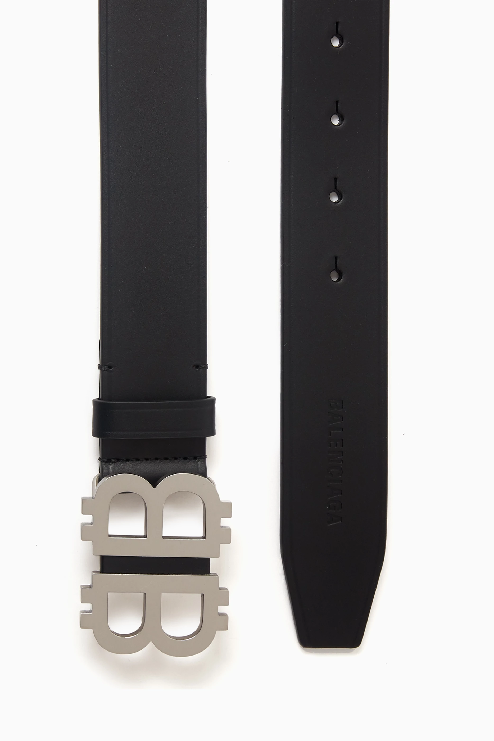 Buy Balenciaga Black Crypto BB Belt in Leather For Men Online | Ounass Saudi
