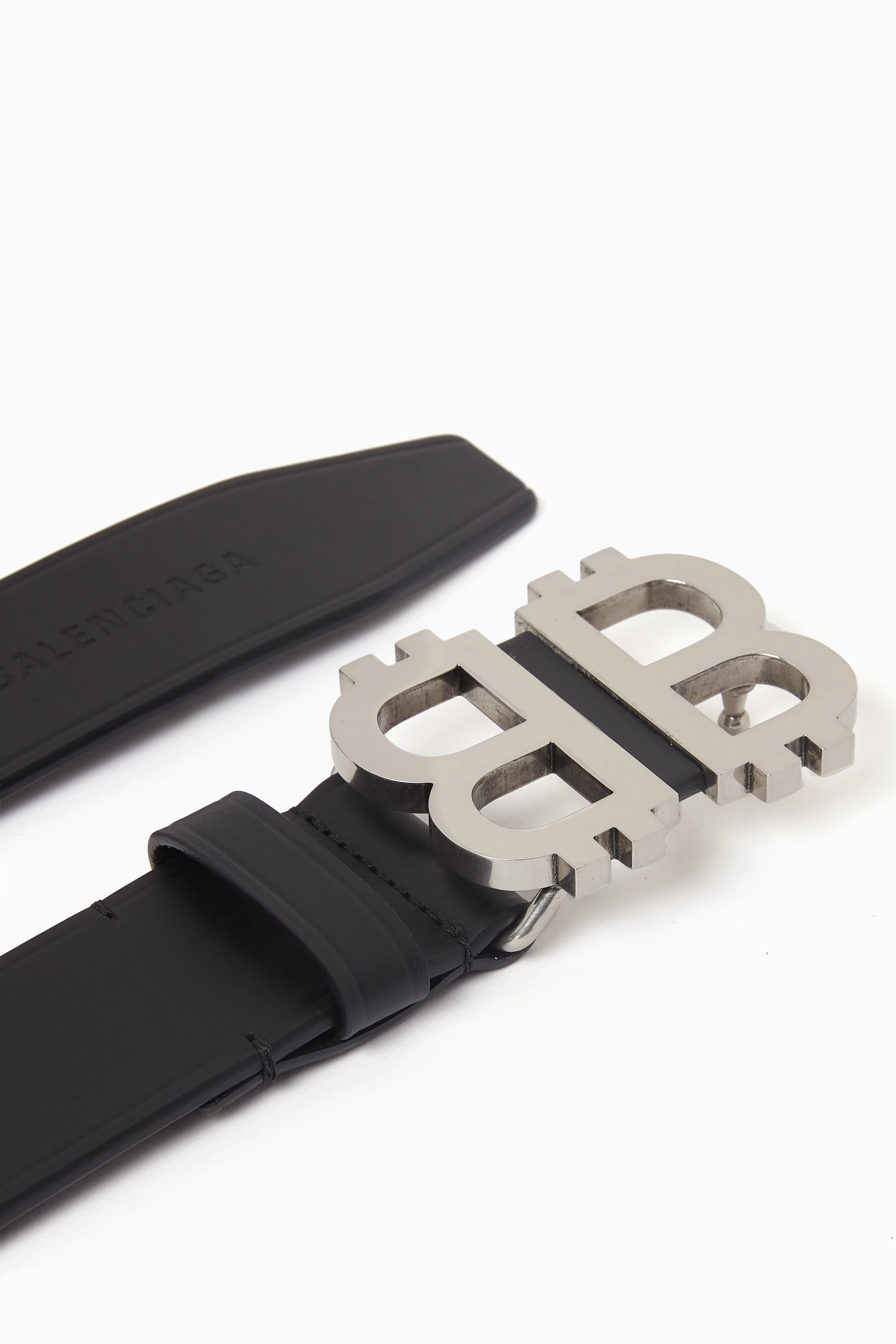 Buy Balenciaga Black Crypto BB Belt in Leather For Men Online | Ounass Saudi