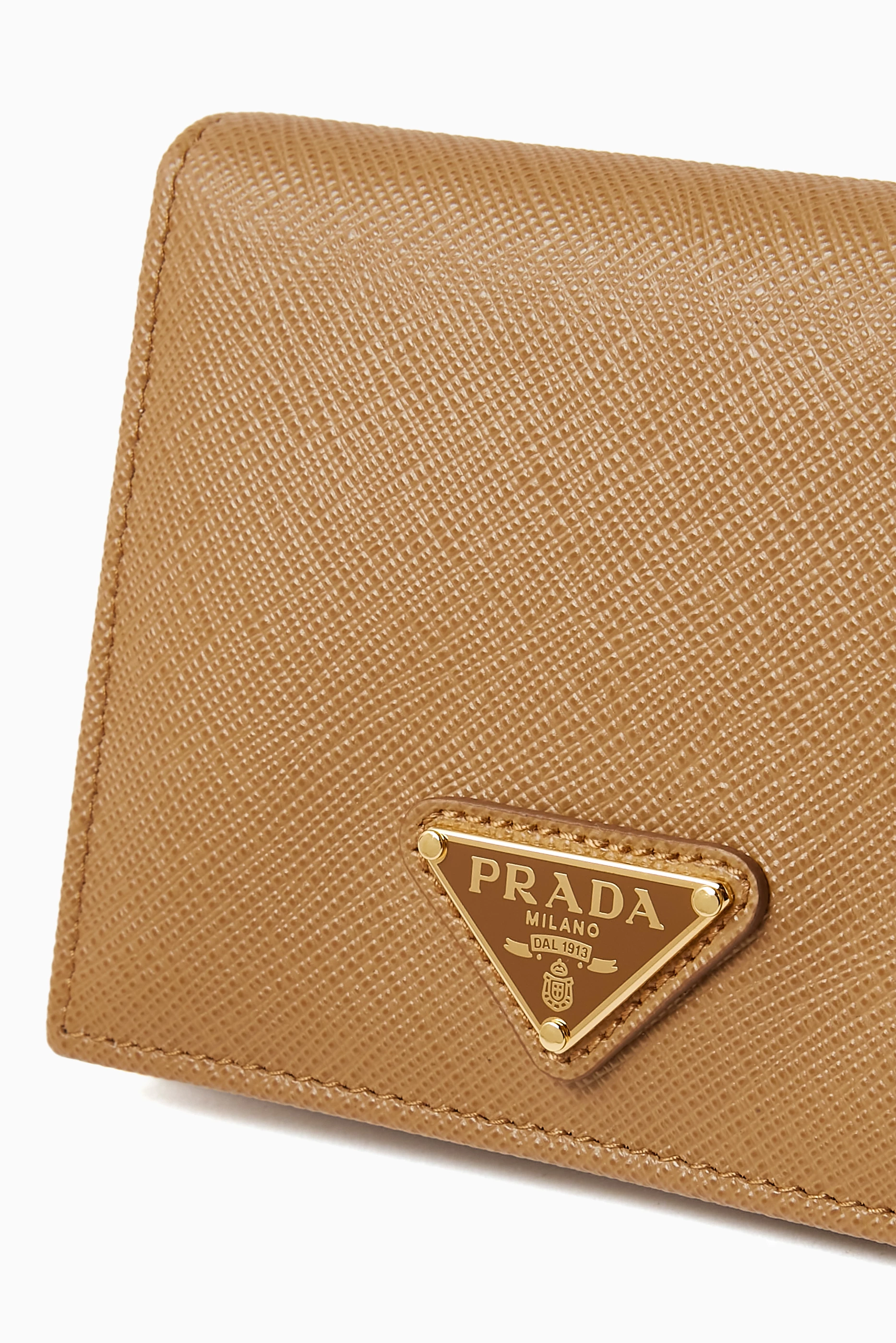Prada saffiano leather tab wallet top