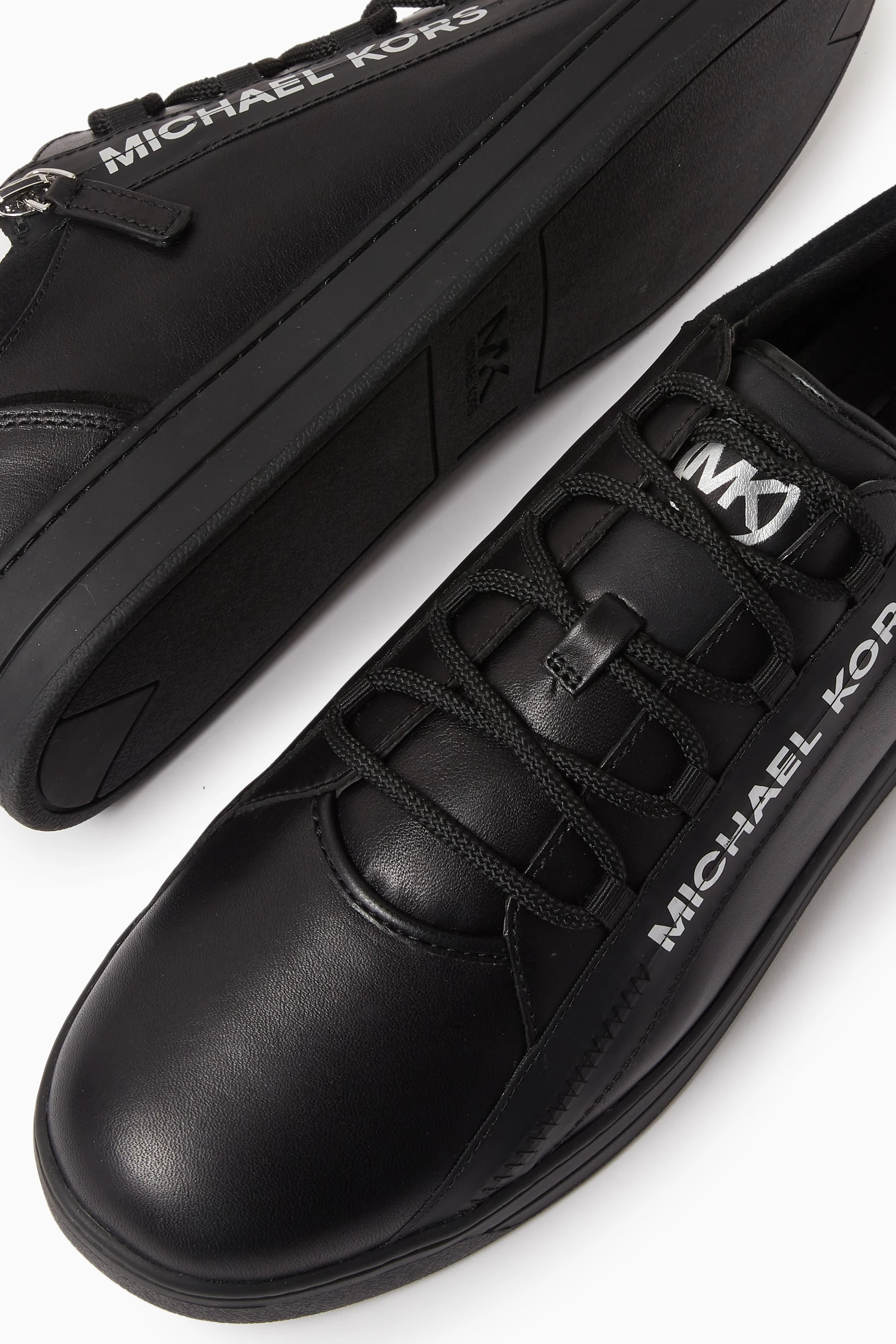 Buy Michael Kors Black Keating Logo Zip Sneakers in Leather For Men Online Ounass Saudi