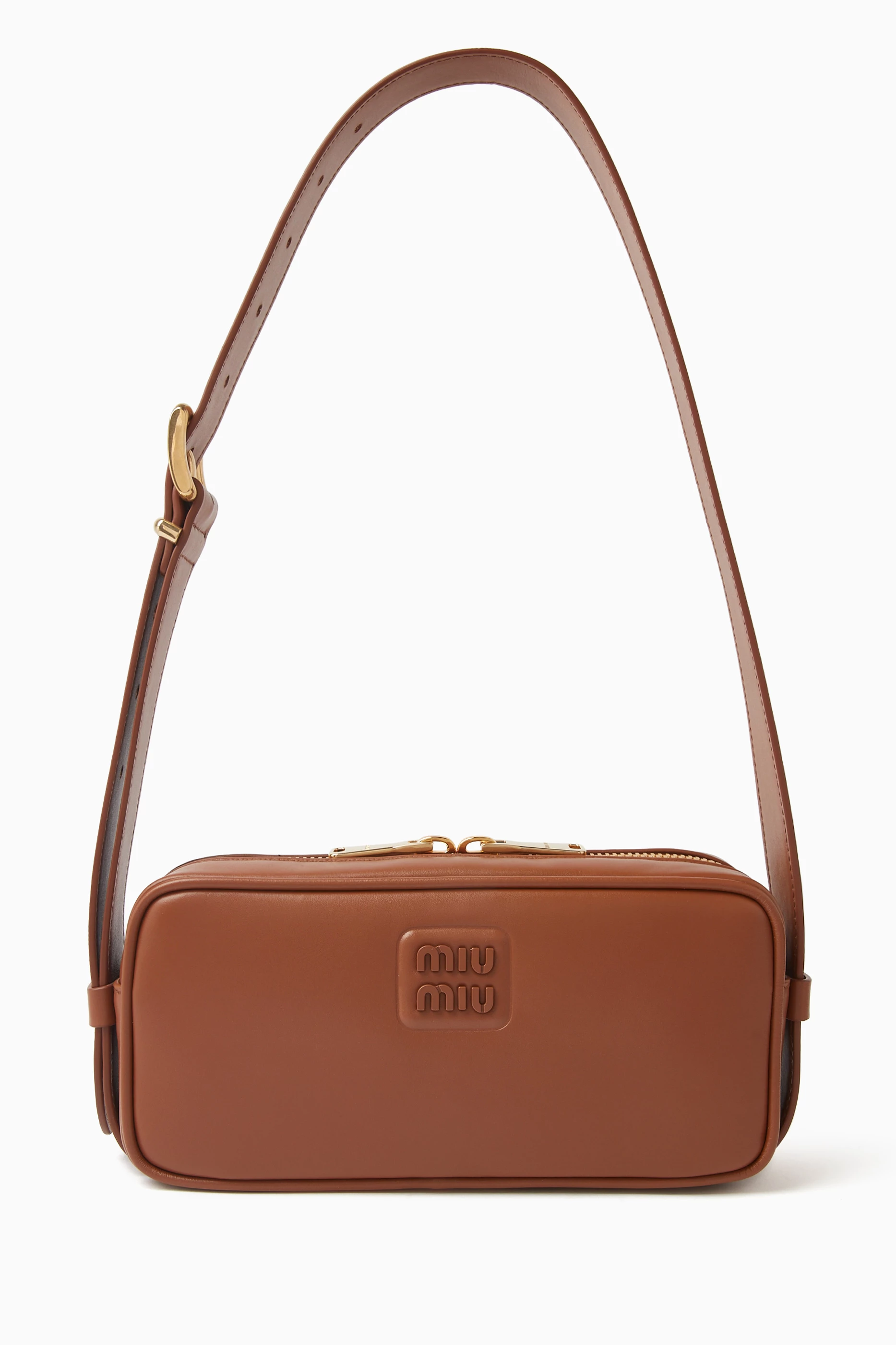 Buy Miu Miu Brown Logo Camera Bag in Leather For Women Online Ounass Saudi