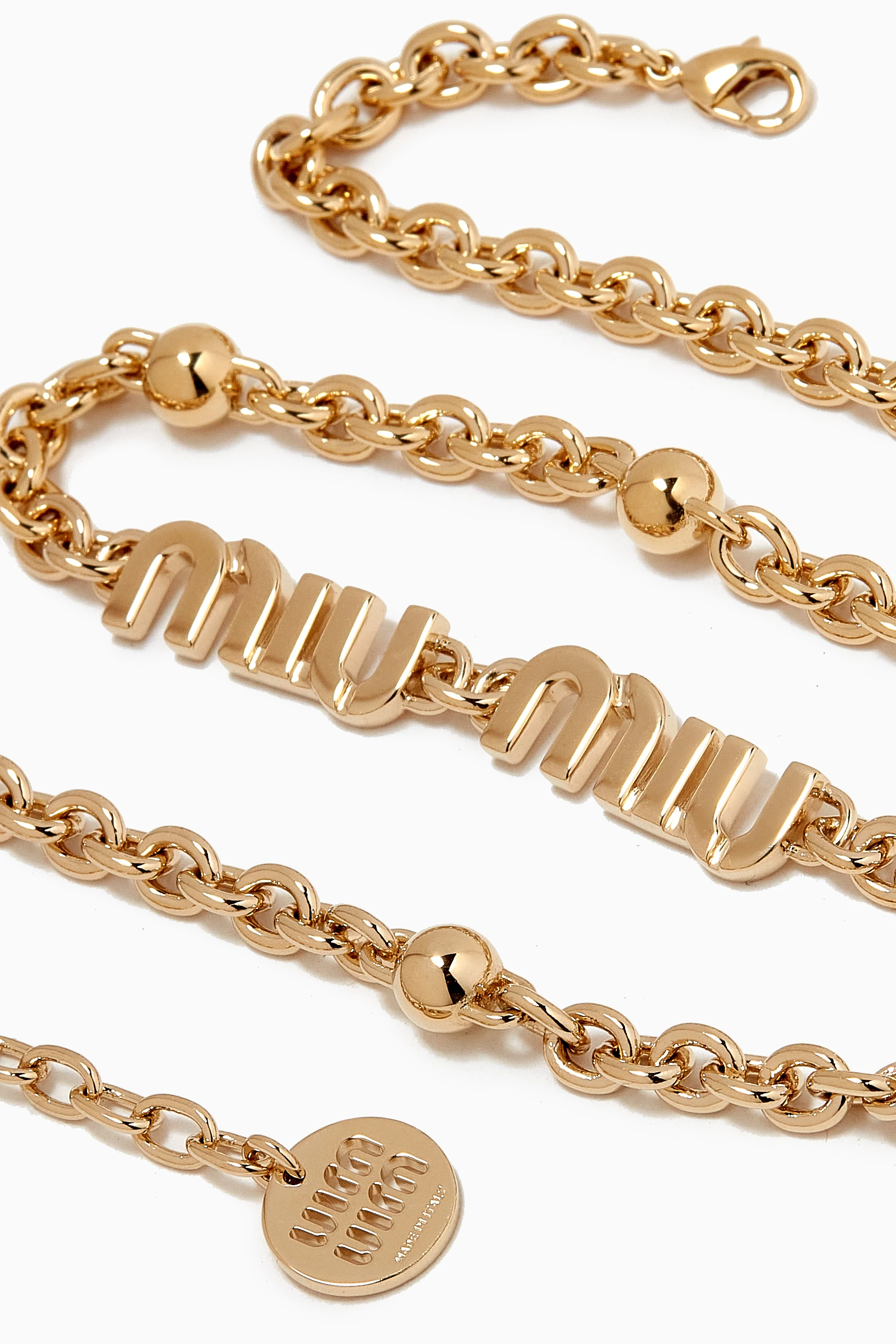 アクセサリー Miu Miu chain necklace gold Buy Miu Miu Gold Logo Necklace in Metal For Women Online