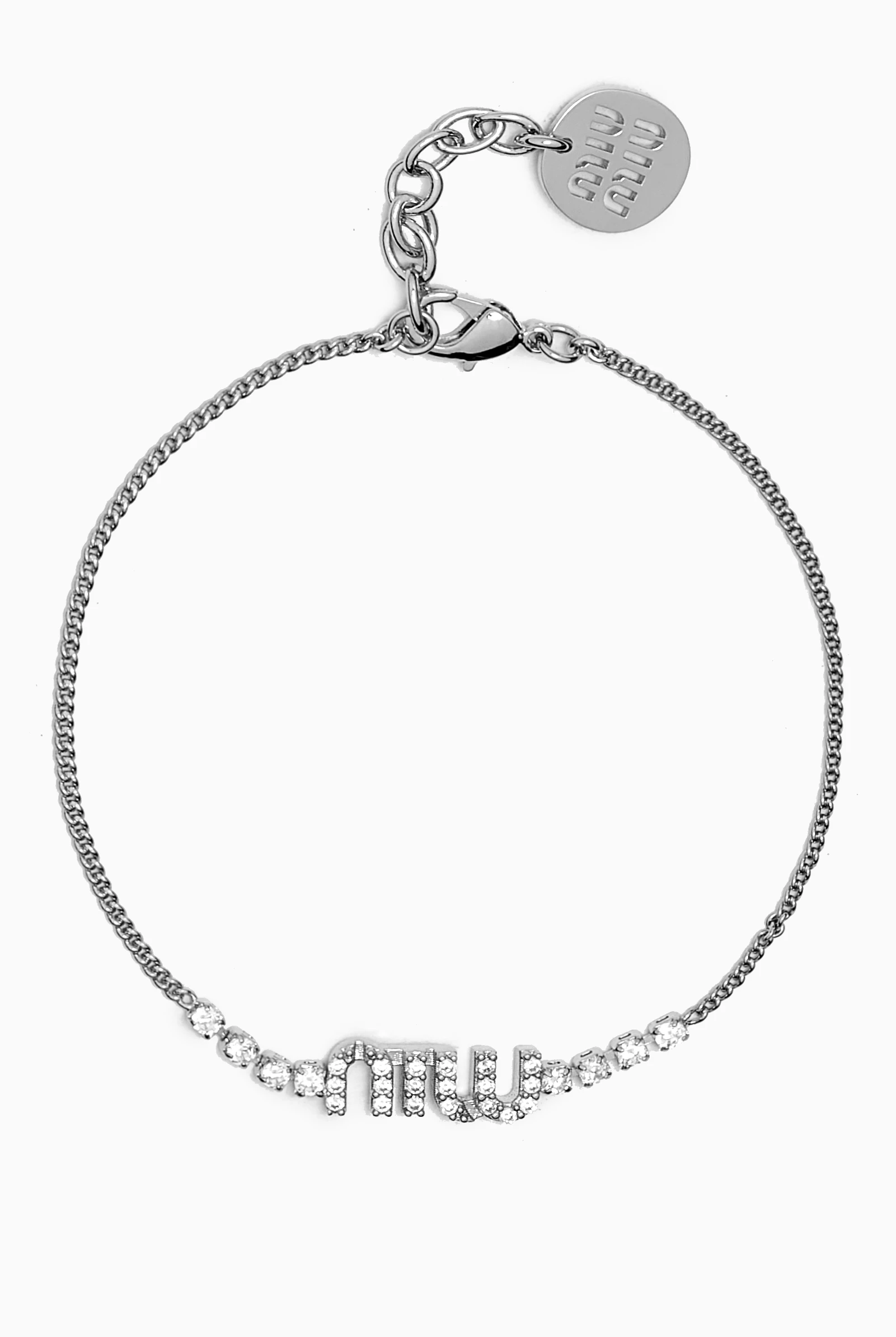 ブレスレット MIU MIU CRYSTALS LOGO BRACELET Crystal-embellished logo bracelet in silver - Miu Miu