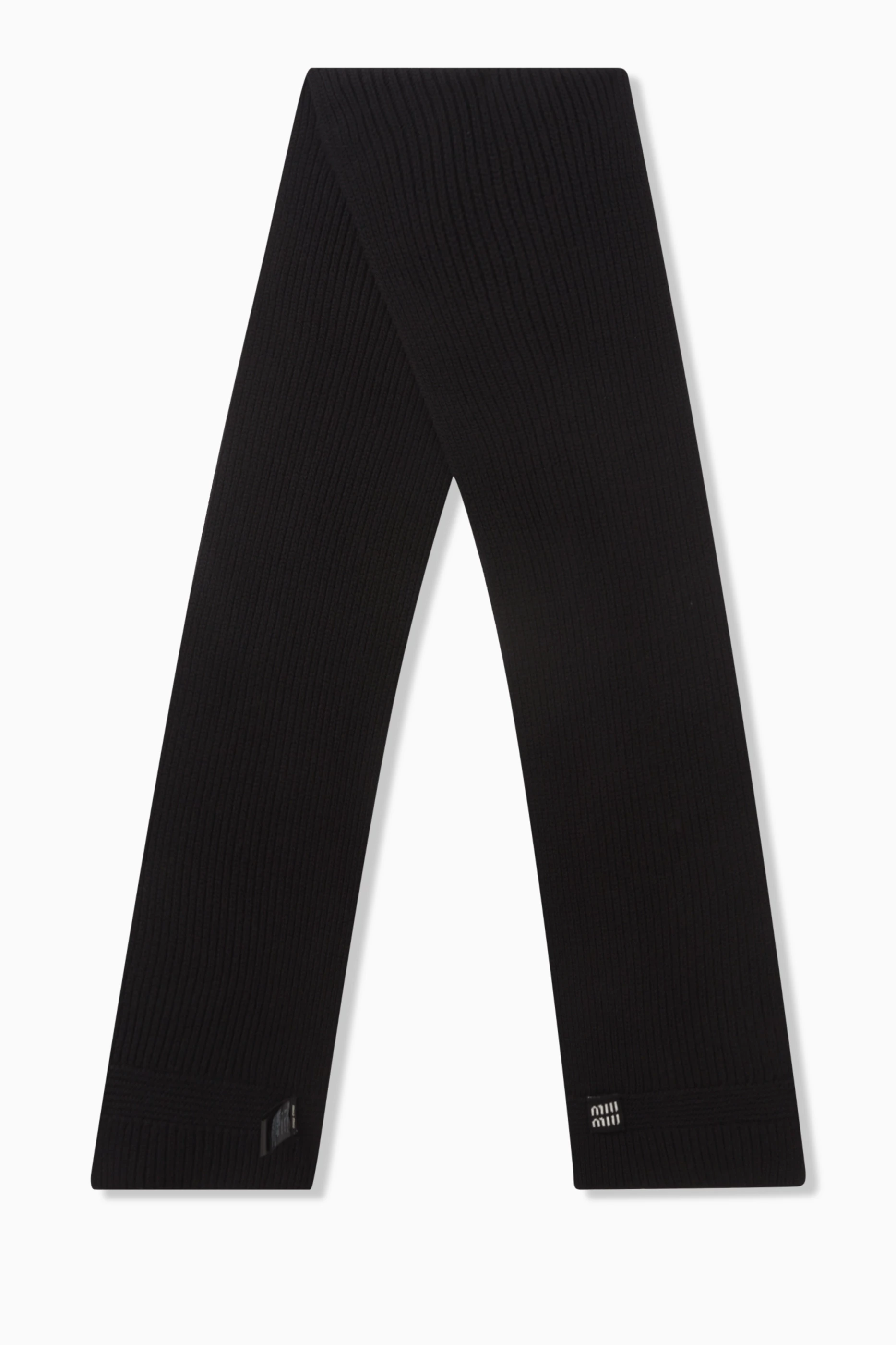 Buy Miu Miu Black Logo Scarf in Cashmere-wool blend For