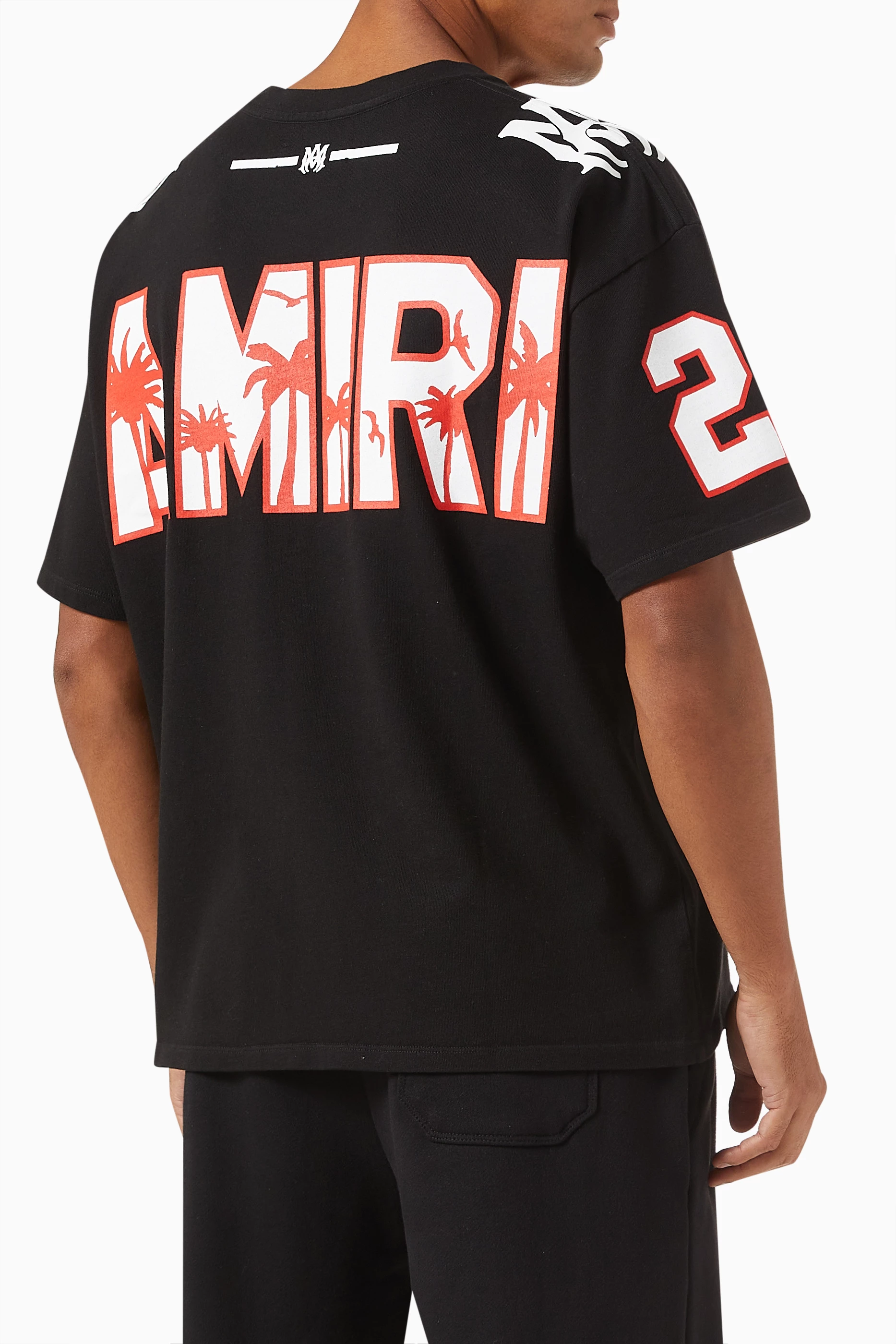 Buy Amiri Black Oversized 22 Football T-shirt in Cotton For Men
