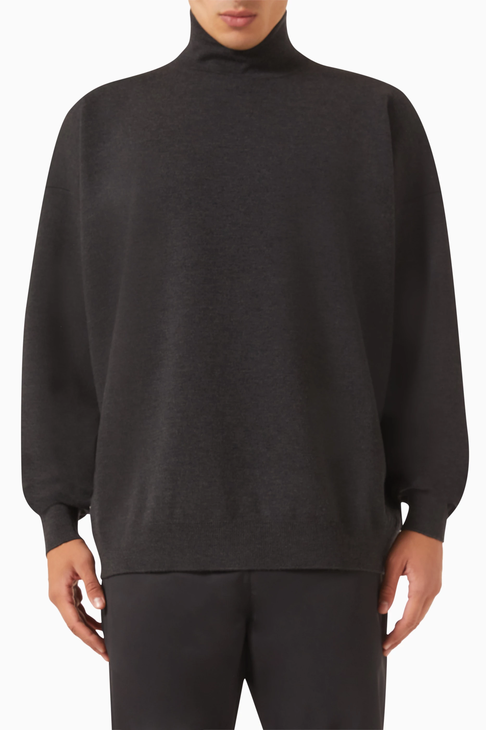 Buy Fear Of God Black Eternal Turtleneck Sweater in Merino Wool 