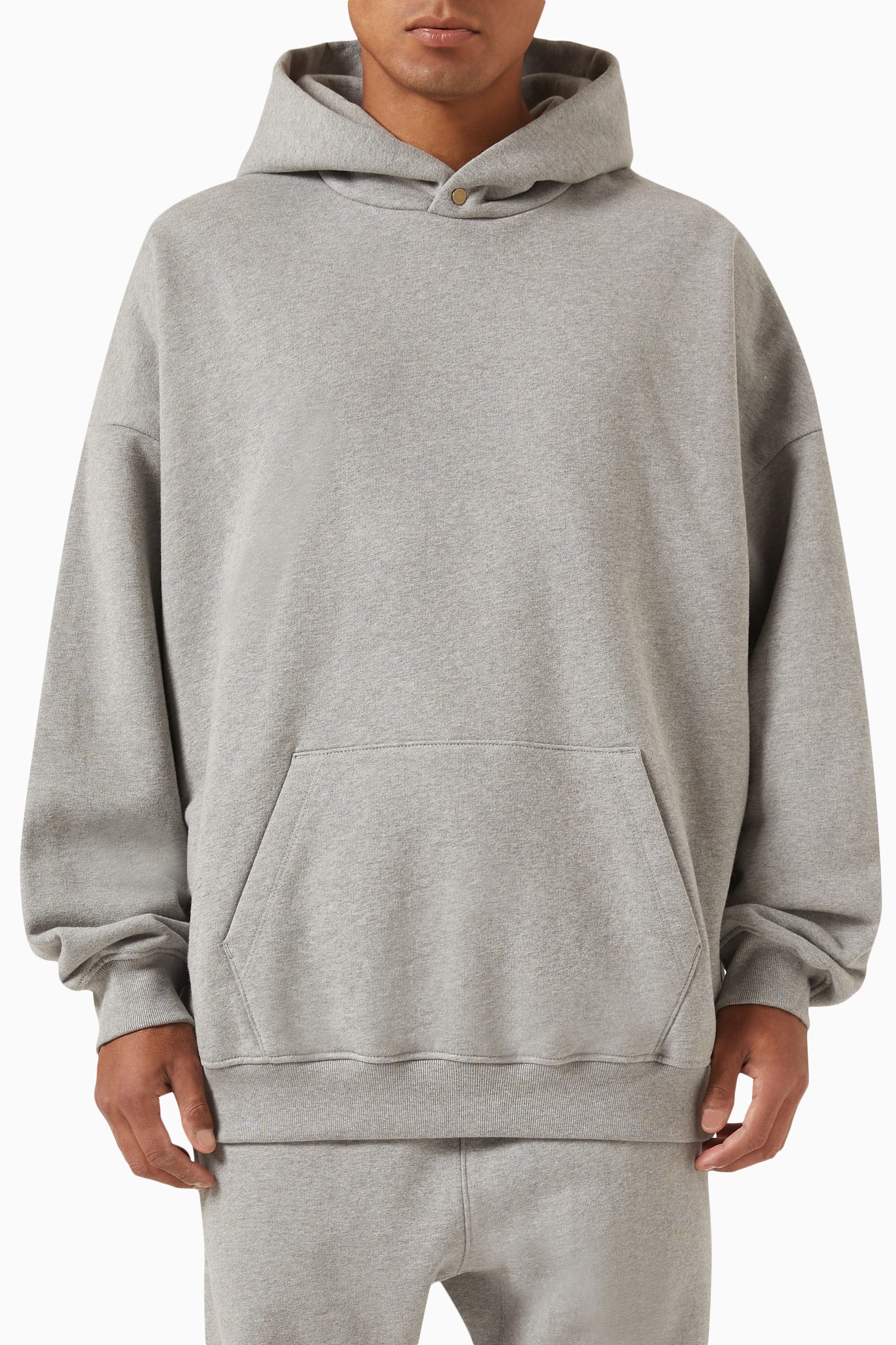 【送料&関税込】Fear of God eternal Grey Hoodie With Logo Pa Fear of God - Eternal Logo-Flocked Cotton-Jersey Hoodie