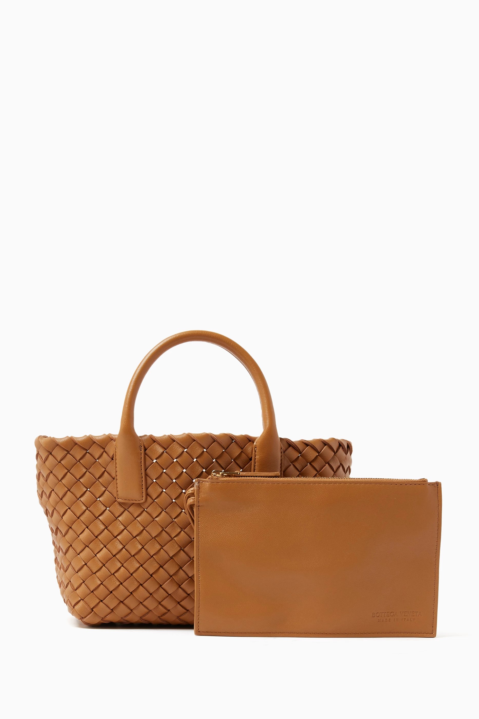 Buy Bottega Veneta Brown Mini Cabat Tote Bag in Inteccio Leather