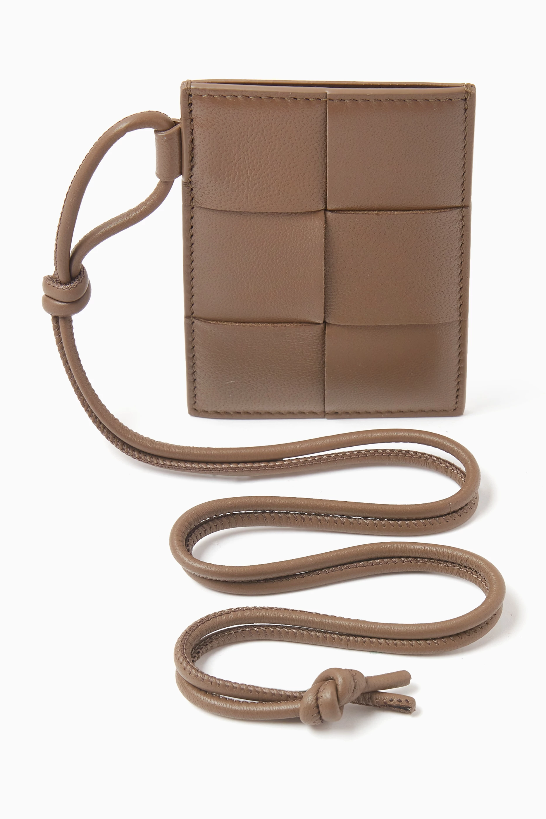 Buy Bottega Veneta Grey Cassette Badge Holder in Intreccio