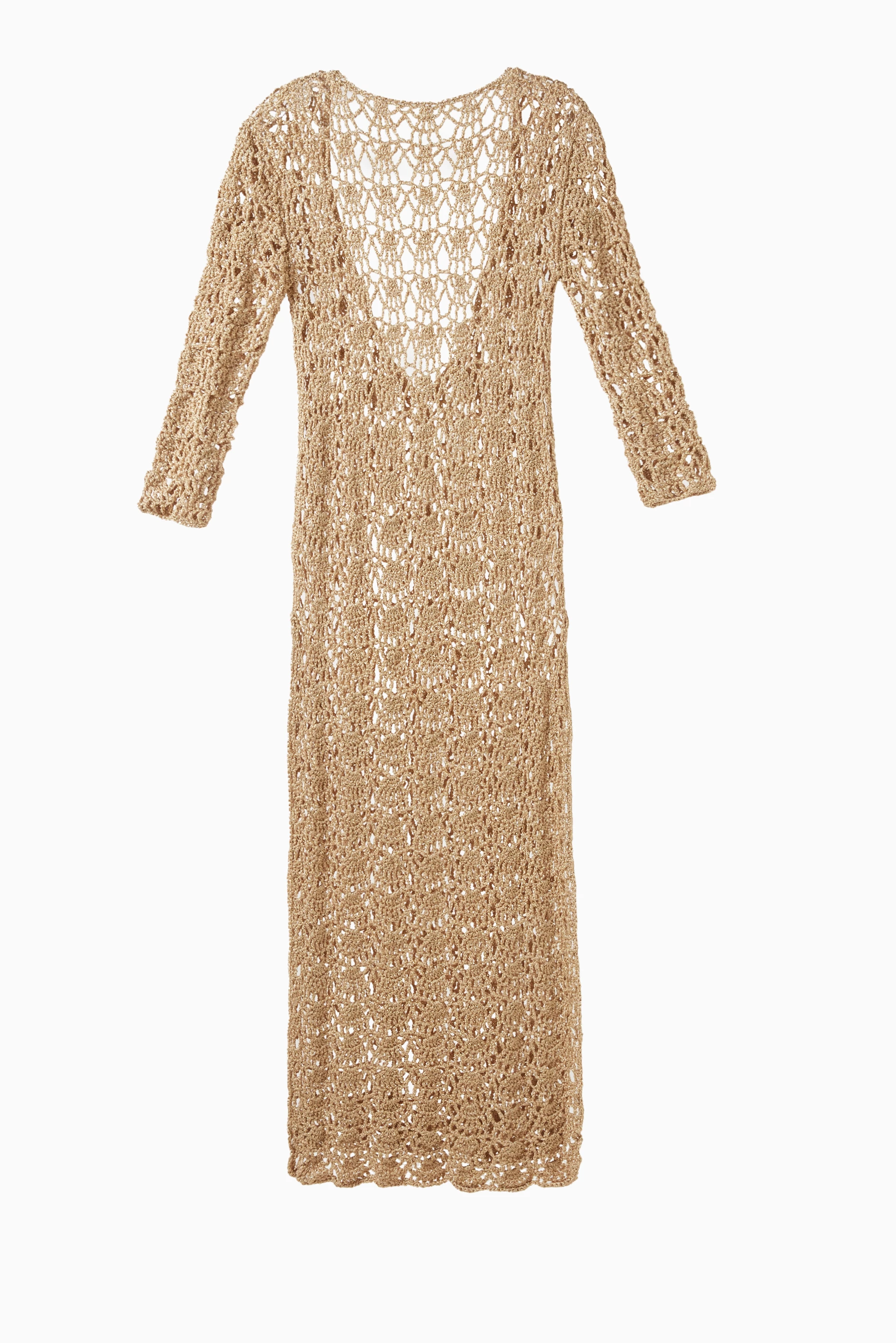 slim fit dress slacks Mustard Yellow Crochet Knit Midi Dress