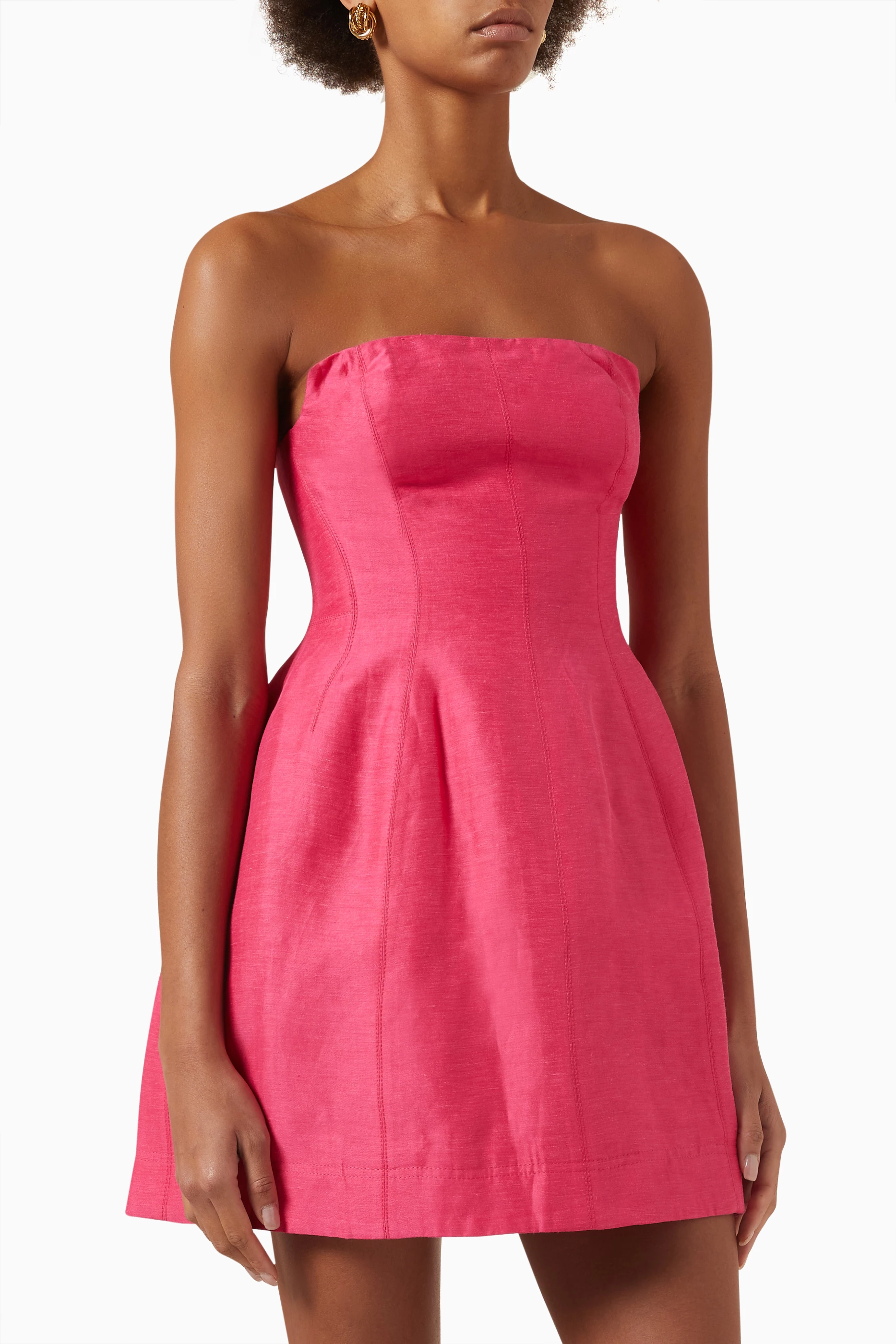 knee length dresses for ladies Deep Red Satin Bandeau Mini Dress main image 0