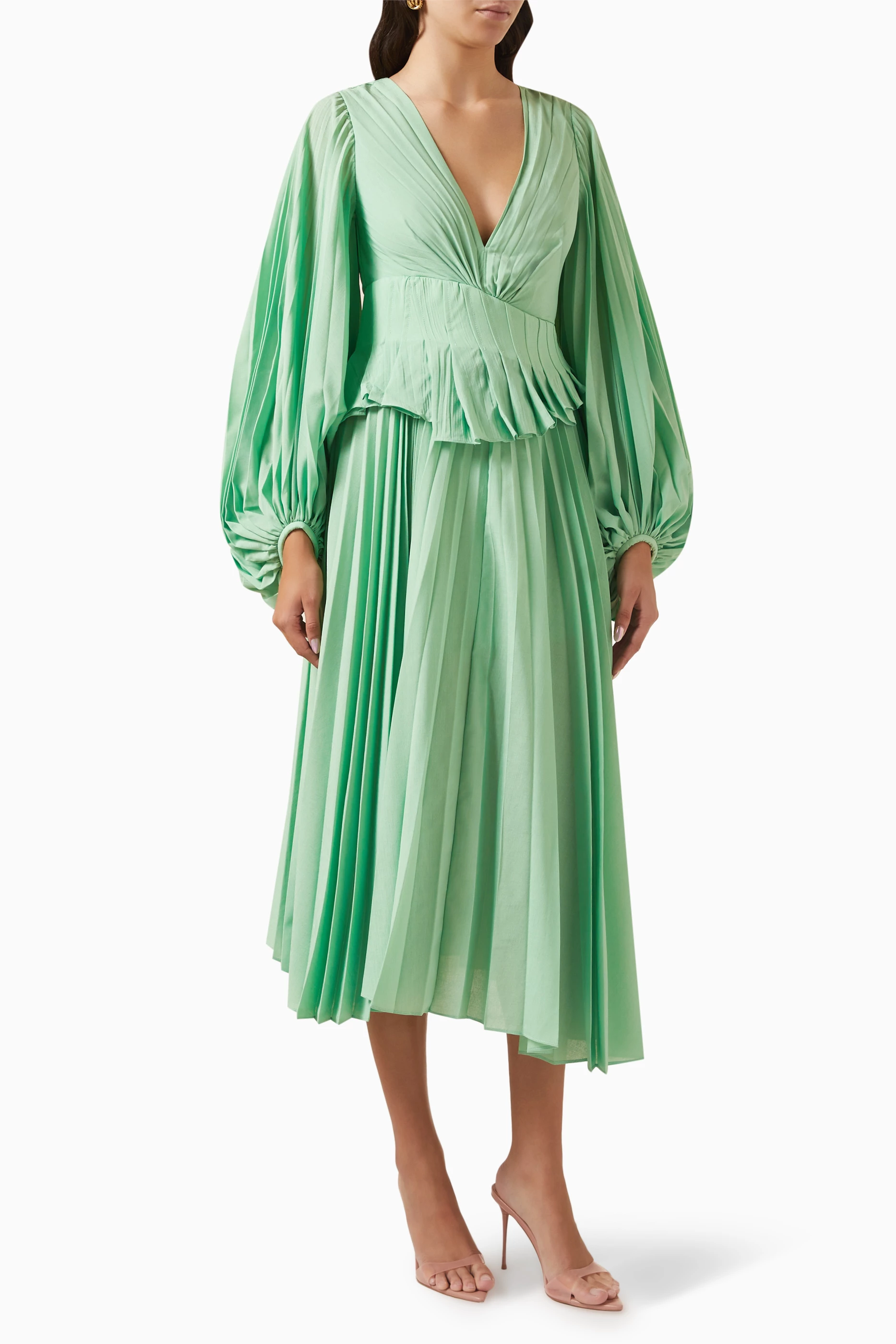 Buy Acler Green Sarsina Pleated Dress For Women Online | Ounass Saudi