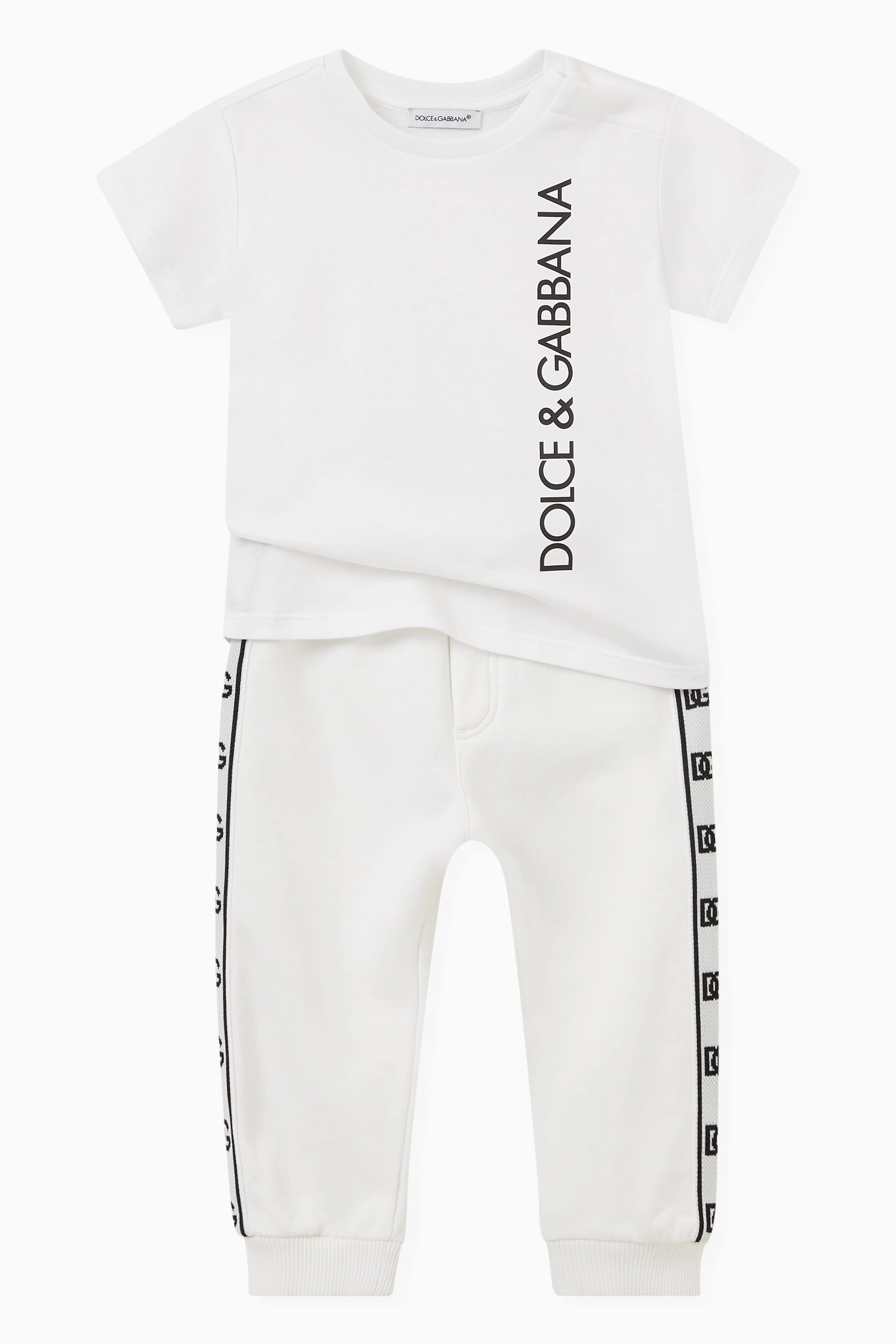 Buy Dolce Gabbana White Logo Tape Sweatpants in Cotton For Baby