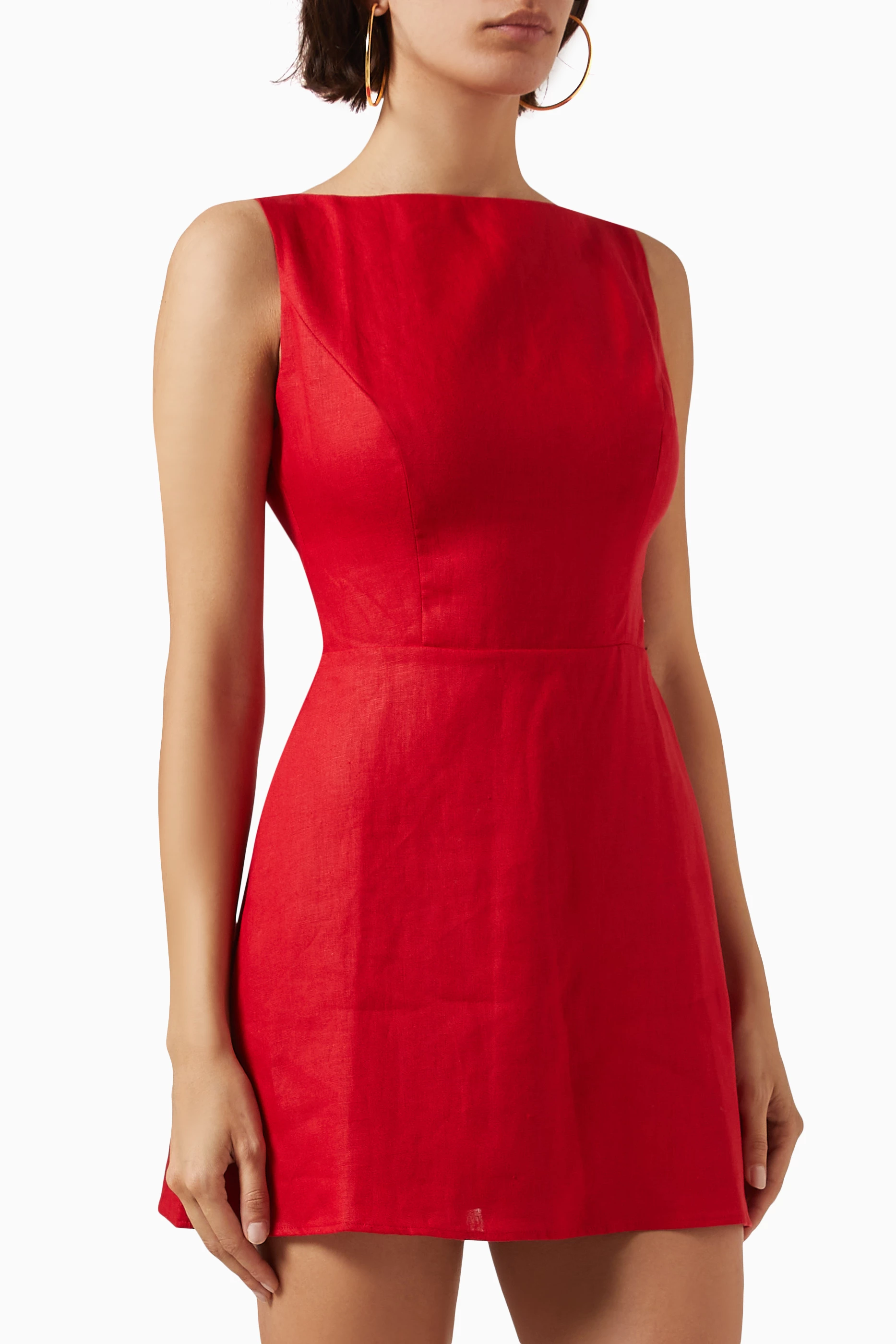 Buy Reformation Red Zenni Mini Dress in Linen For Women Online | Ounass  Saudi