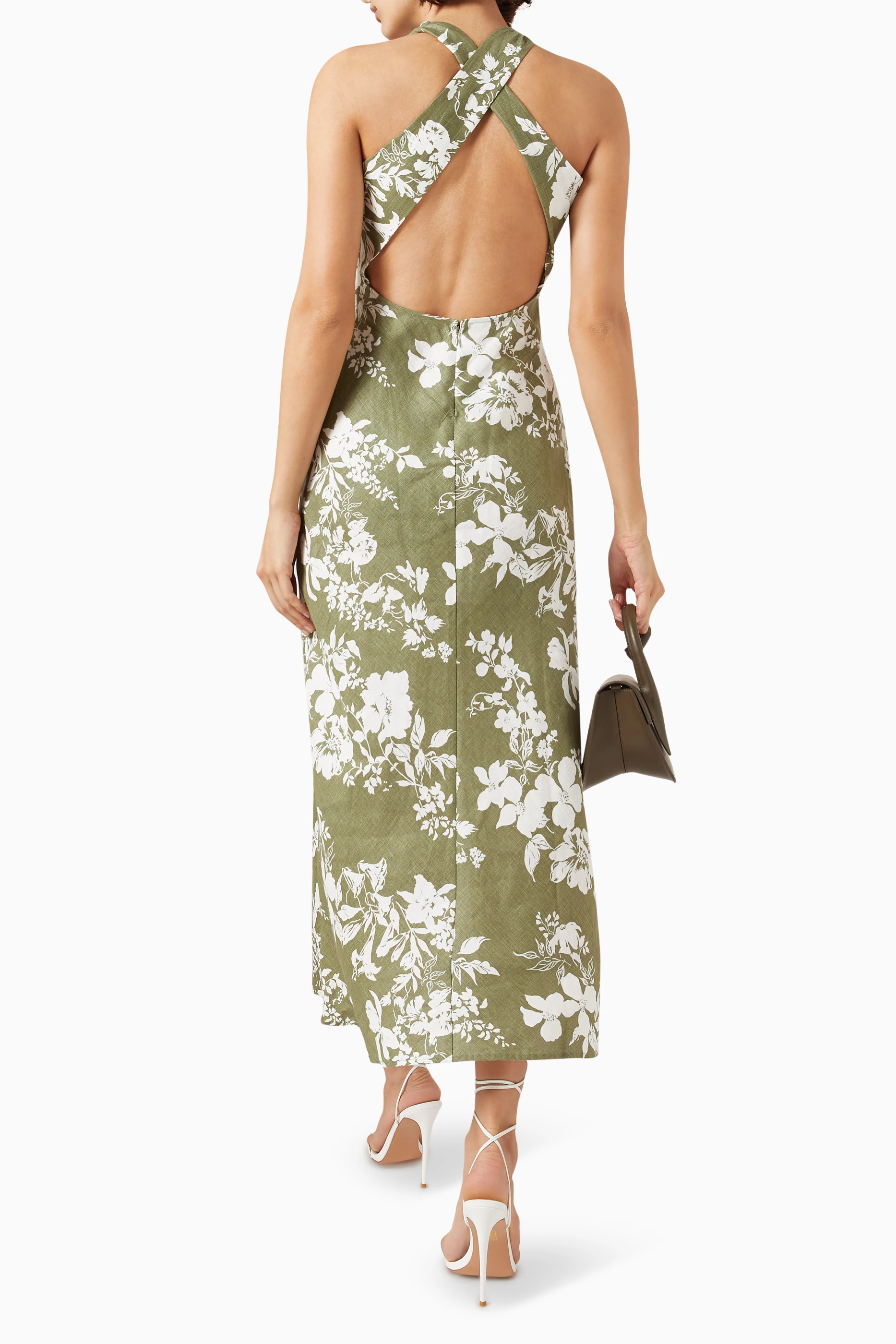 Buy Reformation Green Casette Floral-print Midi Dress in Linen For Women  Online | Ounass Saudi
